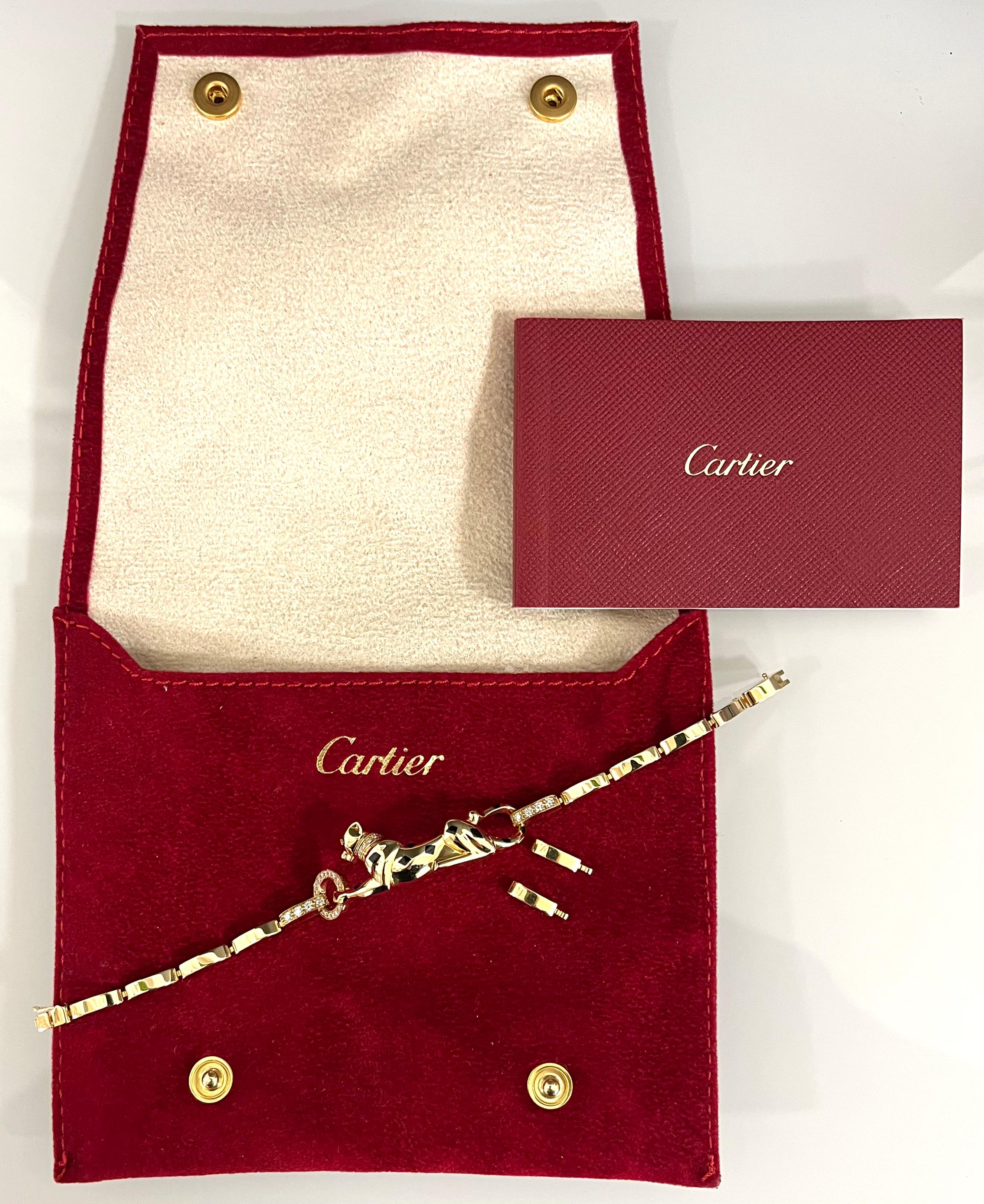 Round Cut 18 Kt. Yellow Gold Panthere de Cartier Diamonds Bracelet