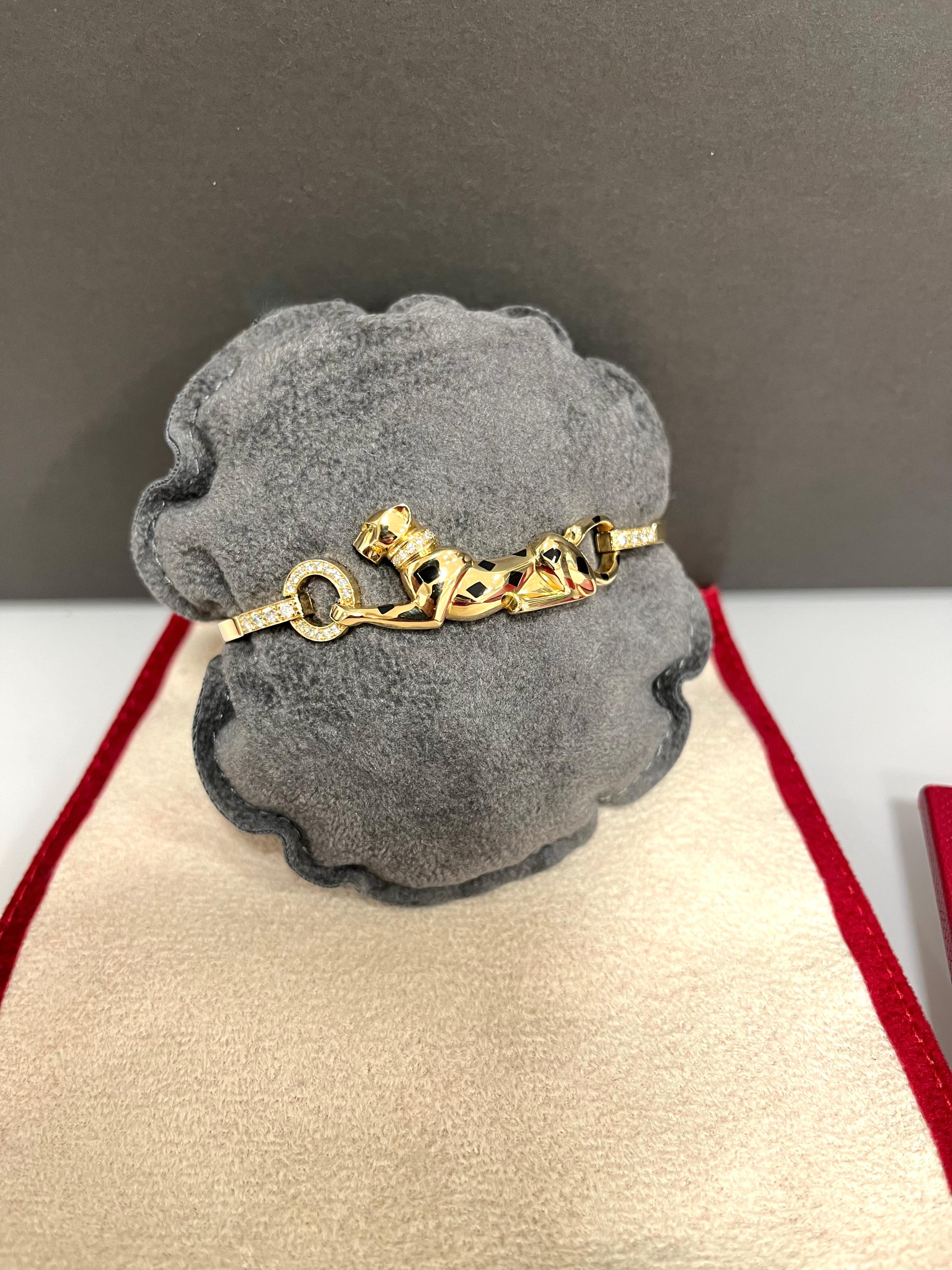 18 Kt. Yellow Gold Panthere de Cartier Diamonds Bracelet In Excellent Condition In Rome, IT