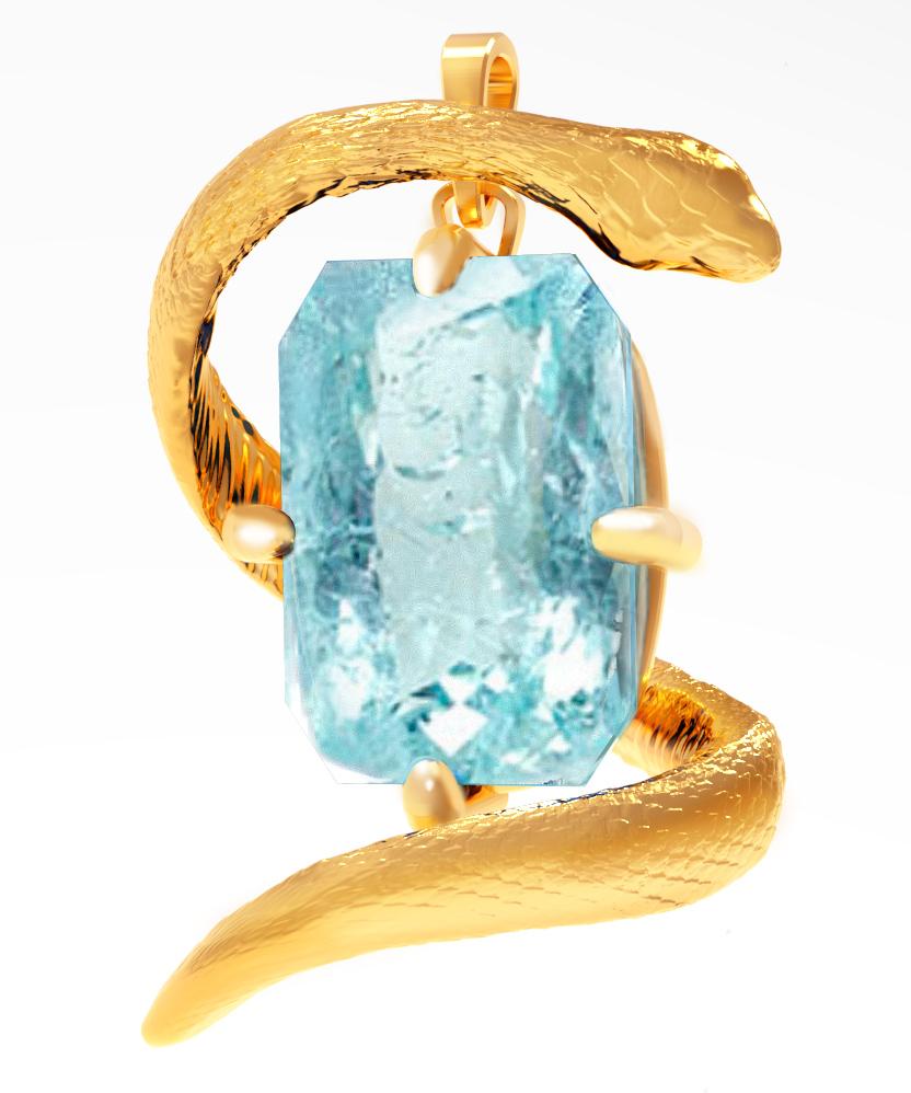 Yellow Gold Pendant Necklace with Neon Blue Six Carats Paraiba Tourmaline In New Condition For Sale In Berlin, DE