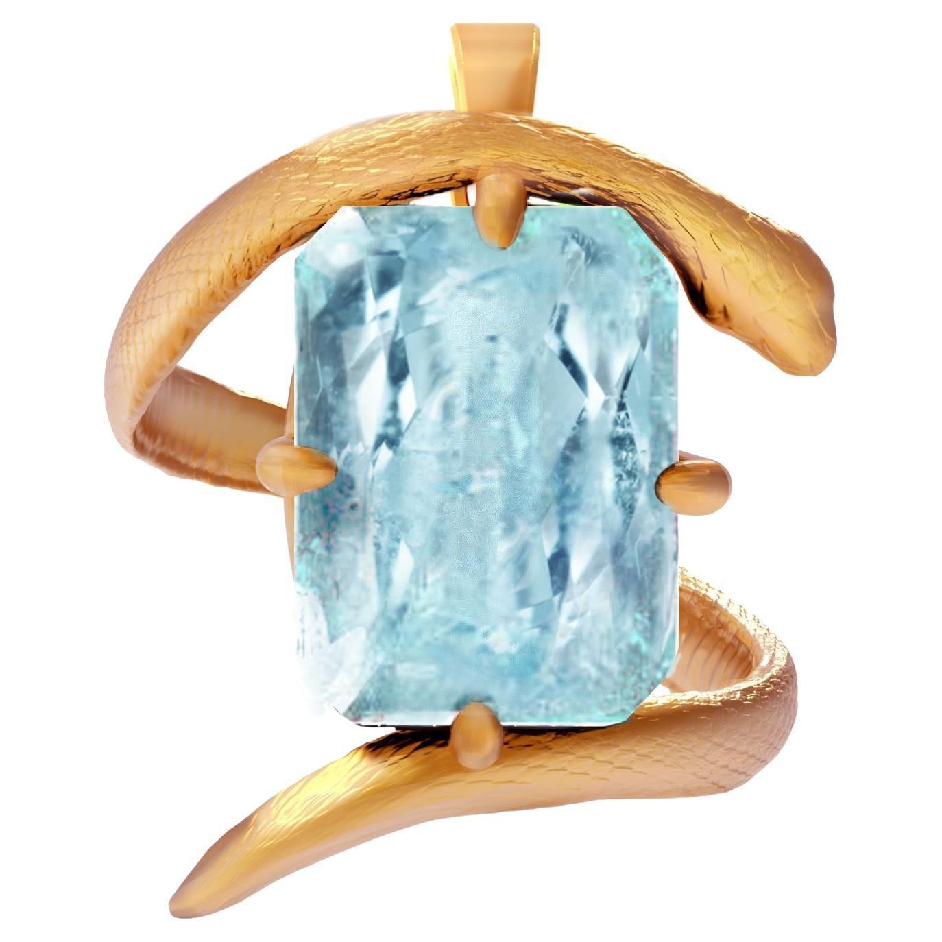 Yellow Gold Pendant Necklace with Neon Blue Six Carats Paraiba Tourmaline For Sale