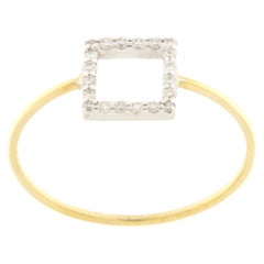 18 Kt Yellow Gold Ring, Empty Square with Diamonds
