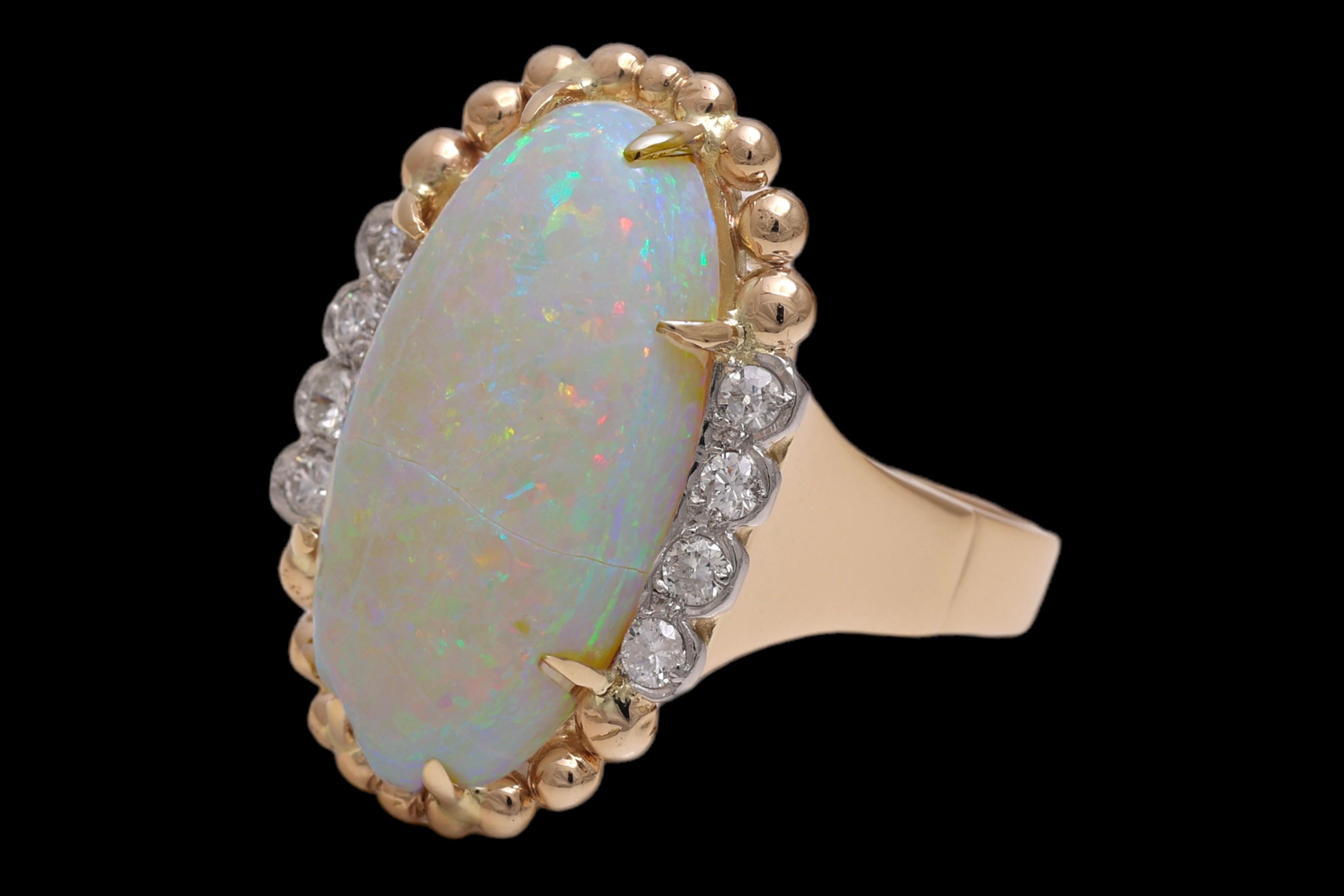 18 kt. Yellow Gold Ring &  Necklace With Opals and Diamonds For Sale 5
