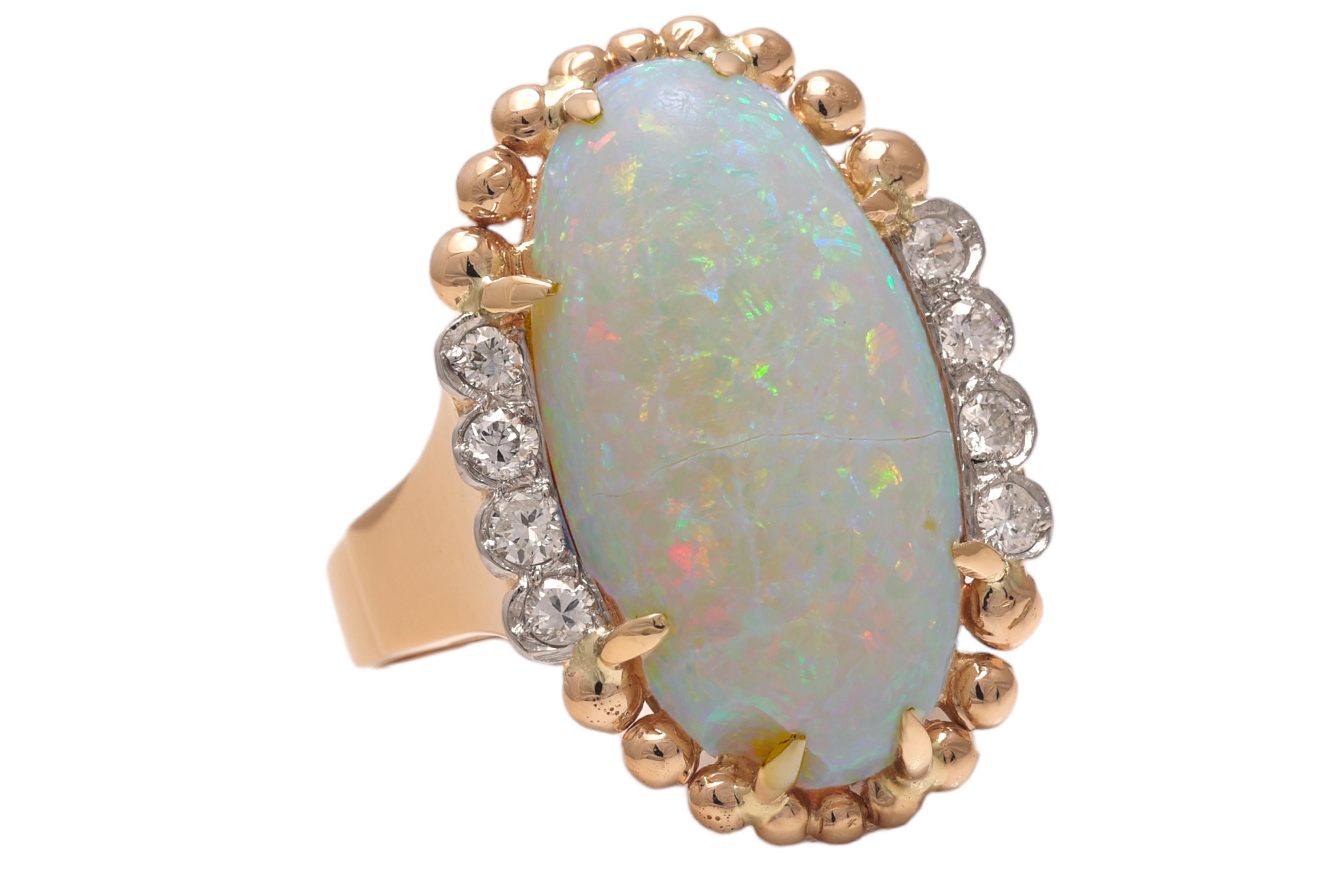 18 kt. Yellow Gold Ring &  Necklace With Opals and Diamonds For Sale 6