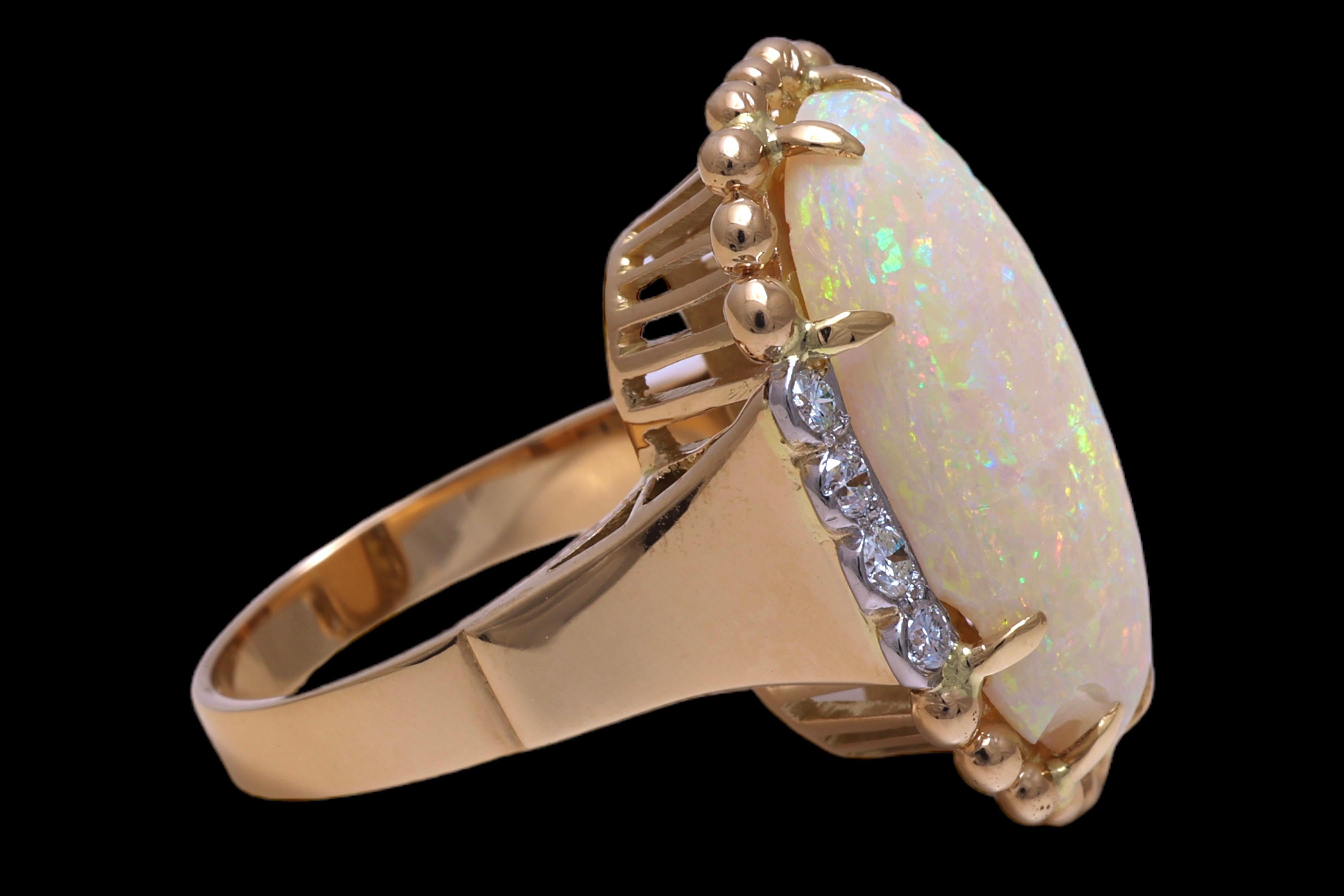 18 kt. Yellow Gold Ring &  Necklace With Opals and Diamonds For Sale 9
