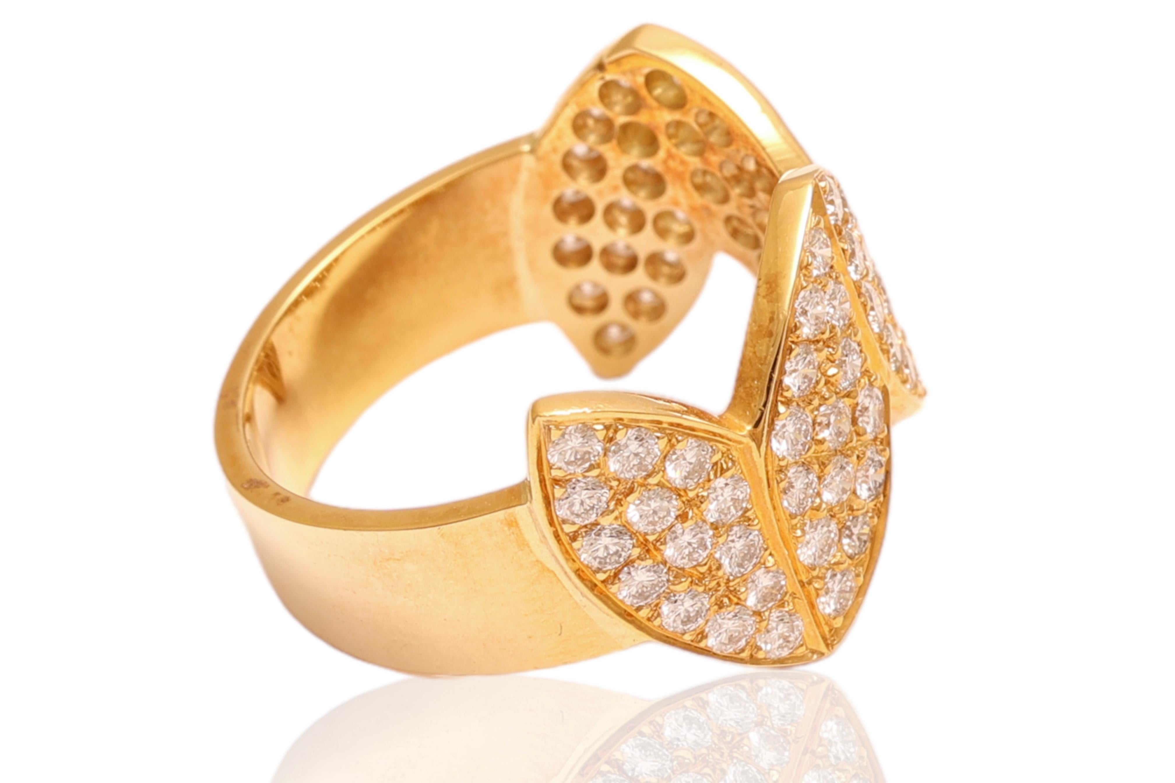 Women's or Men's 18 kt. Yellow Gold Crown Ring Royal Crown Shape With  1.40 ct. Diamonds For Sale
