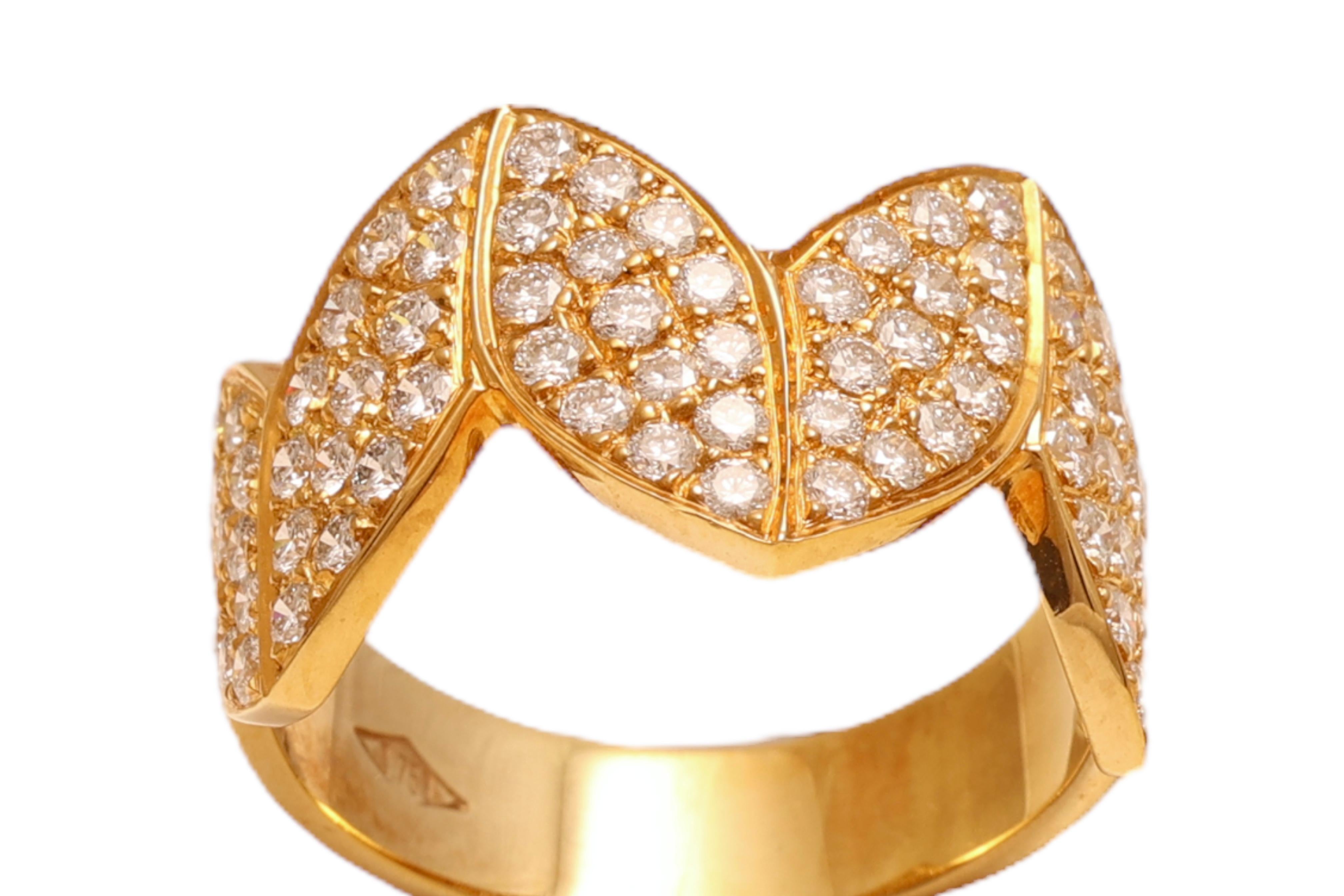 18 kt. Yellow Gold Crown Ring Royal Crown Shape With  1.40 ct. Diamonds For Sale 1