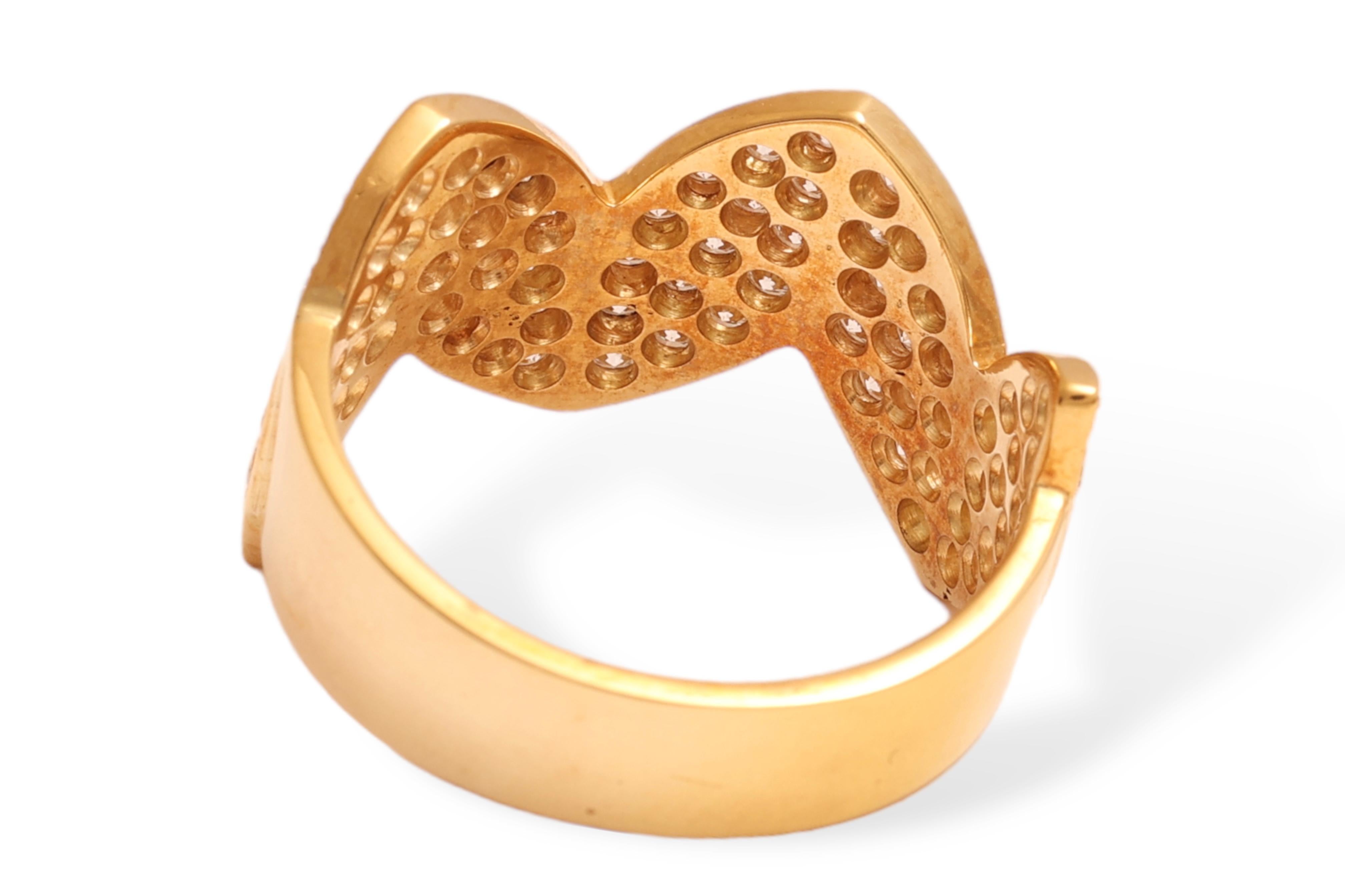 18 kt. Yellow Gold Crown Ring Royal Crown Shape With  1.40 ct. Diamonds For Sale 2