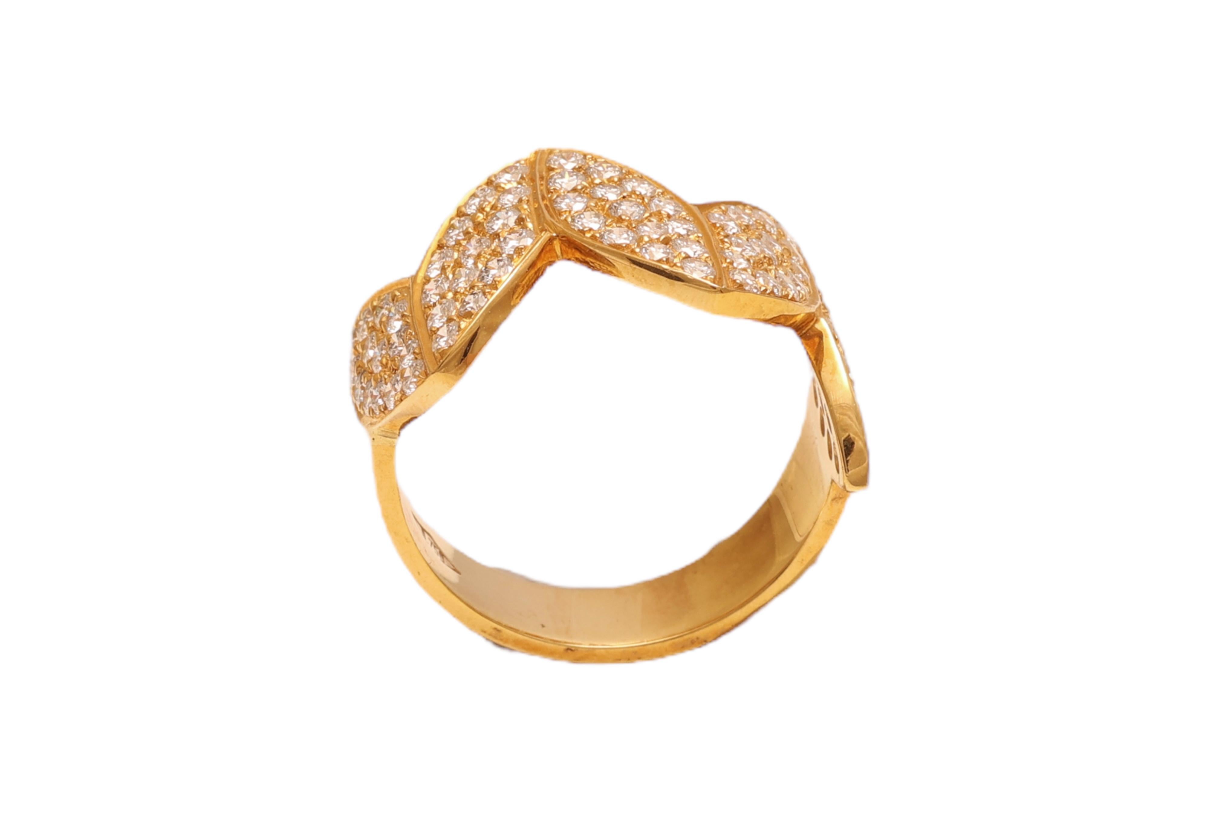 18 kt. Yellow Gold Crown Ring Royal Crown Shape With  1.40 ct. Diamonds For Sale 3