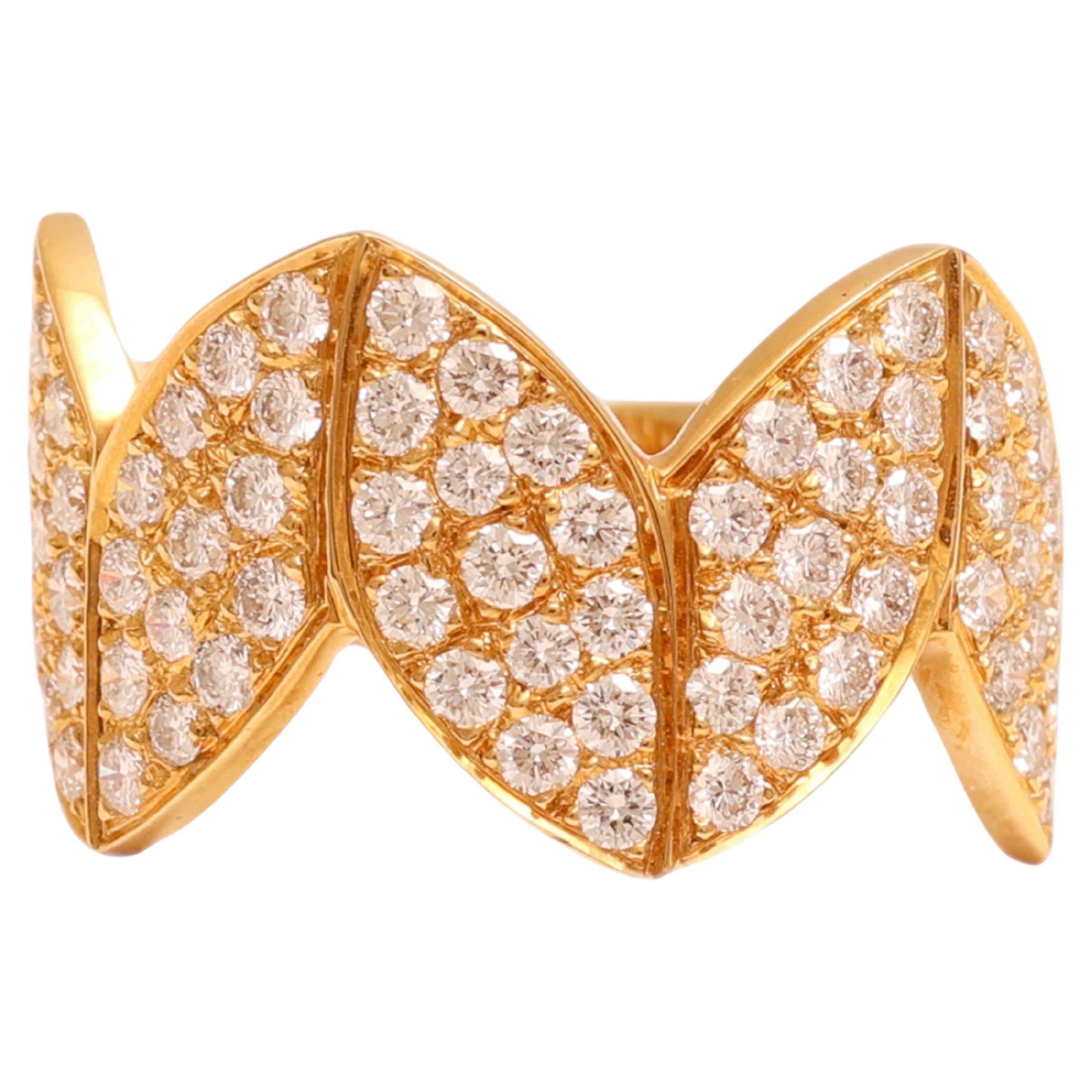 18 kt. Yellow Gold Crown Ring Royal Crown Shape With  1.40 ct. Diamonds For Sale