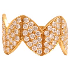18 kt. Yellow Gold Crown Ring Royal Crown Shape With  1.40 ct. Diamonds