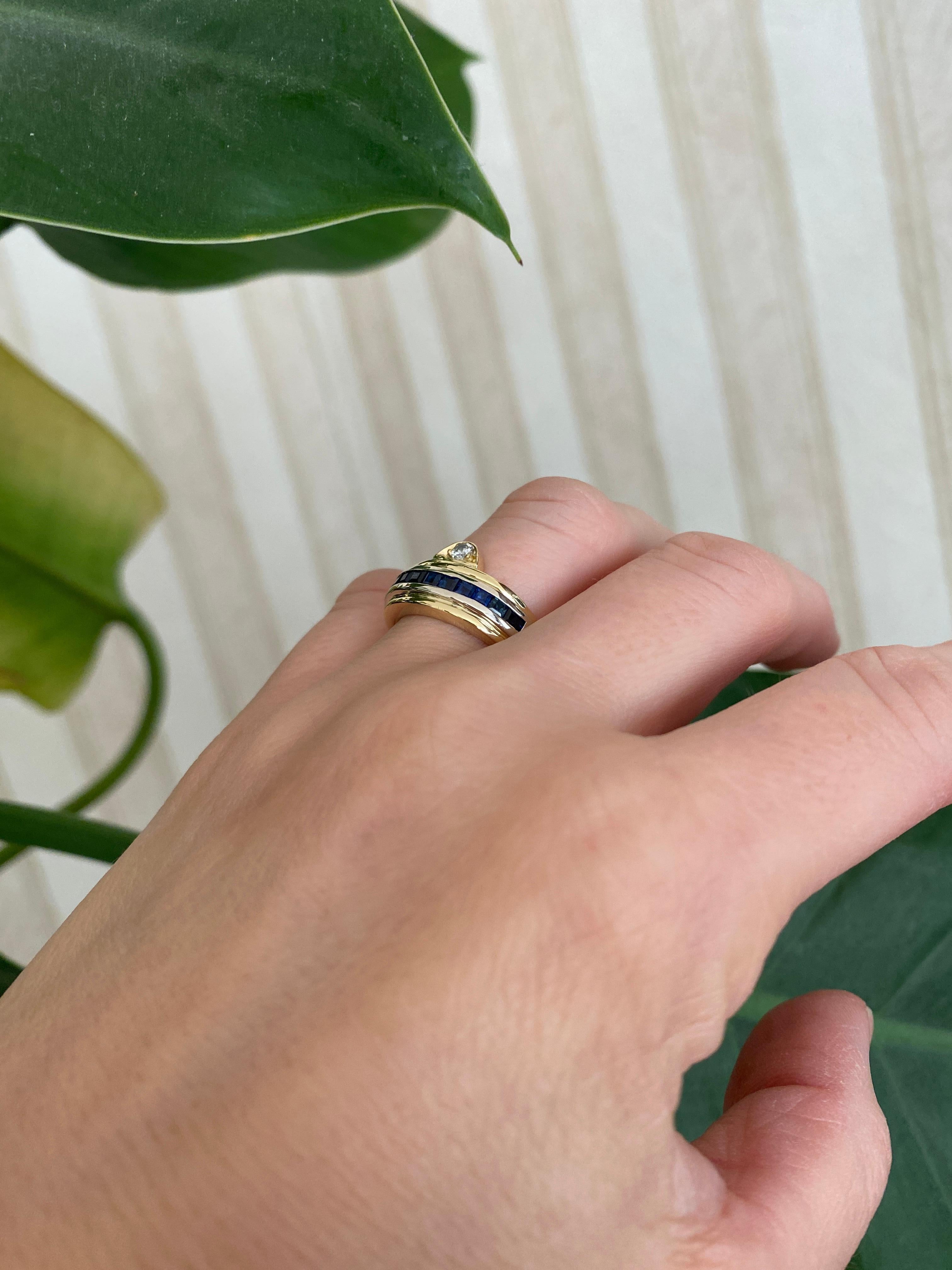 18 Kt. Bague en or jaune avec saphir 0.70 carat et diamants en vente 7