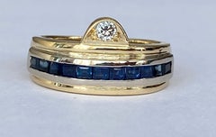 18 Kt. Yellow Gold Ring with 0.70 Ct Sapphire and Diamonds
