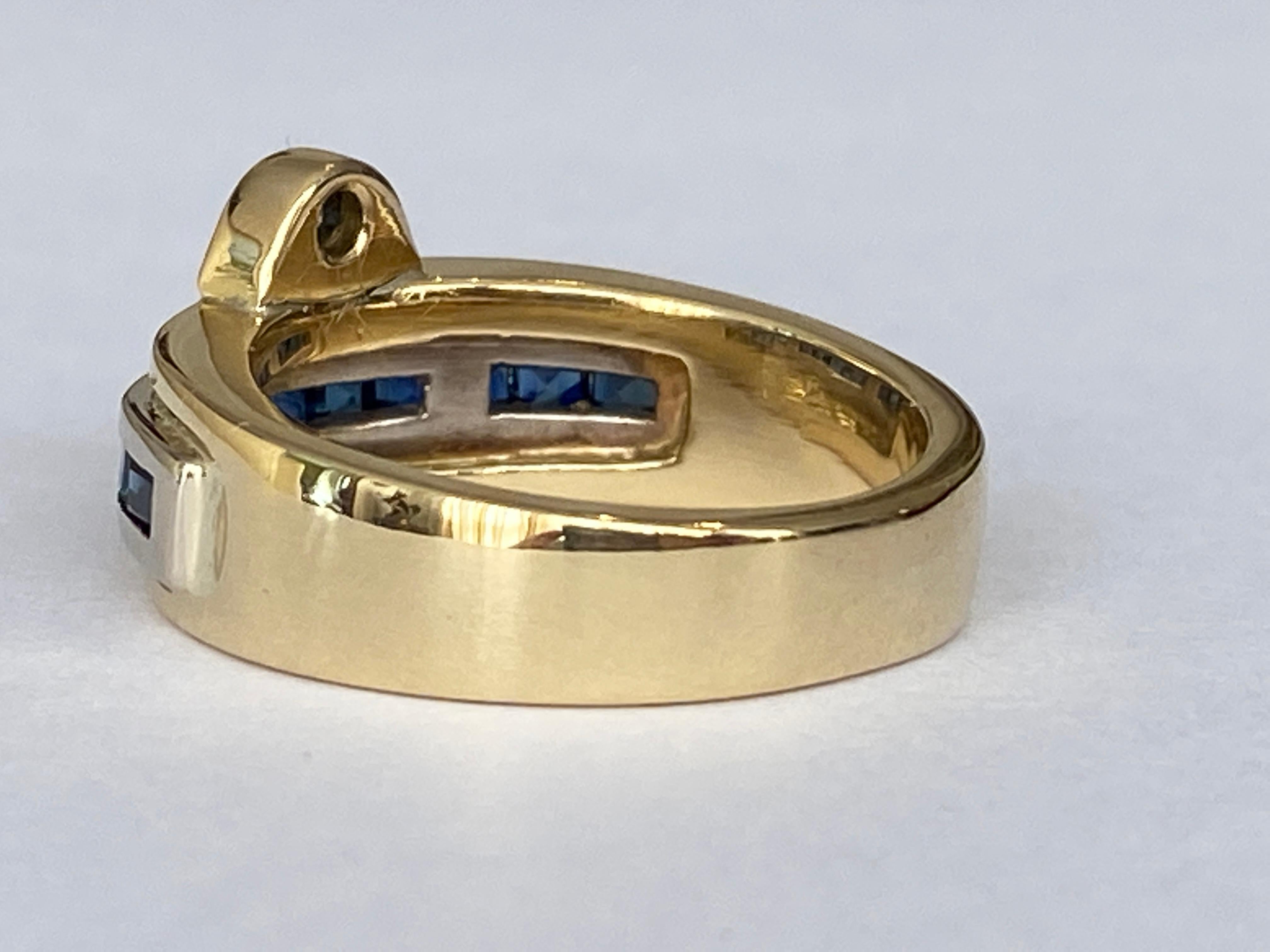 18 Kt. Bague en or jaune avec saphir 0.70 carat et diamants en vente 1