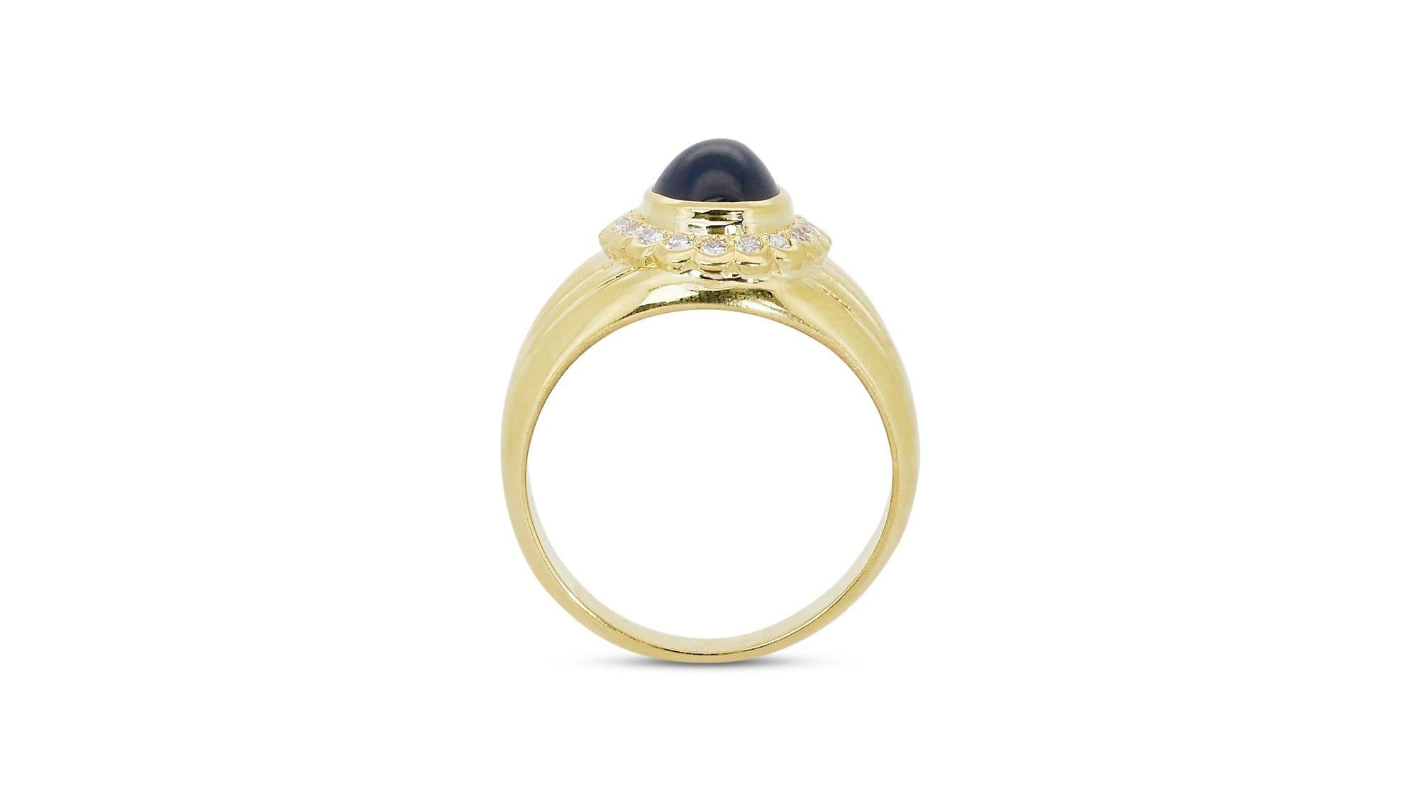 18 kt. Yellow Gold Ring with 2.30 total ct Sapphire & Natural Diamonds IGI Cert In New Condition For Sale In רמת גן, IL