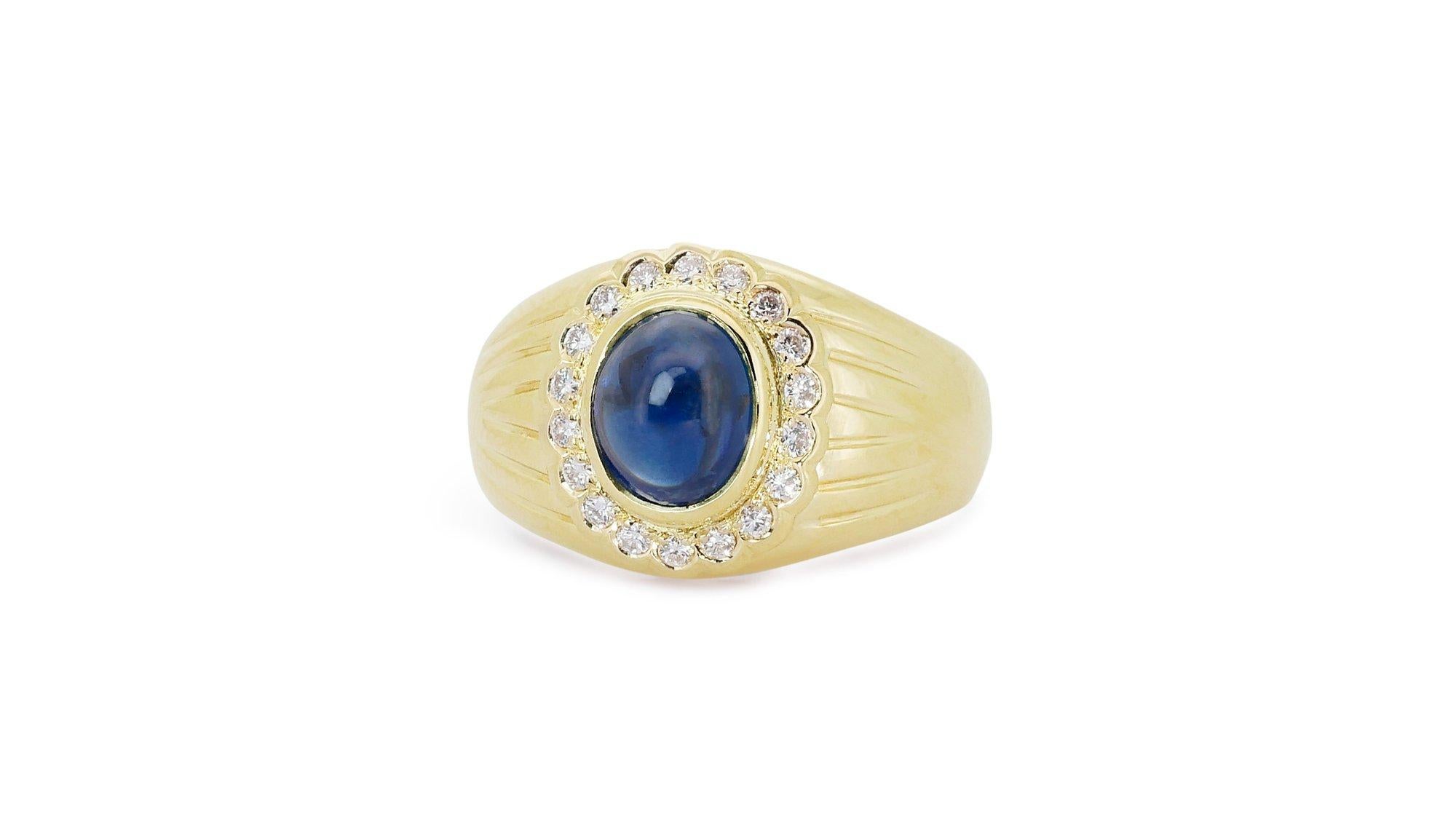 Women's 18 kt. Yellow Gold Ring with 2.30 total ct Sapphire & Natural Diamonds IGI Cert For Sale