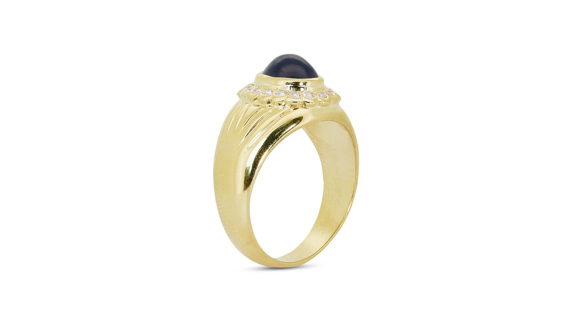 18 kt. Yellow Gold Ring with 2.30 total ct Sapphire & Natural Diamonds IGI Cert For Sale 1