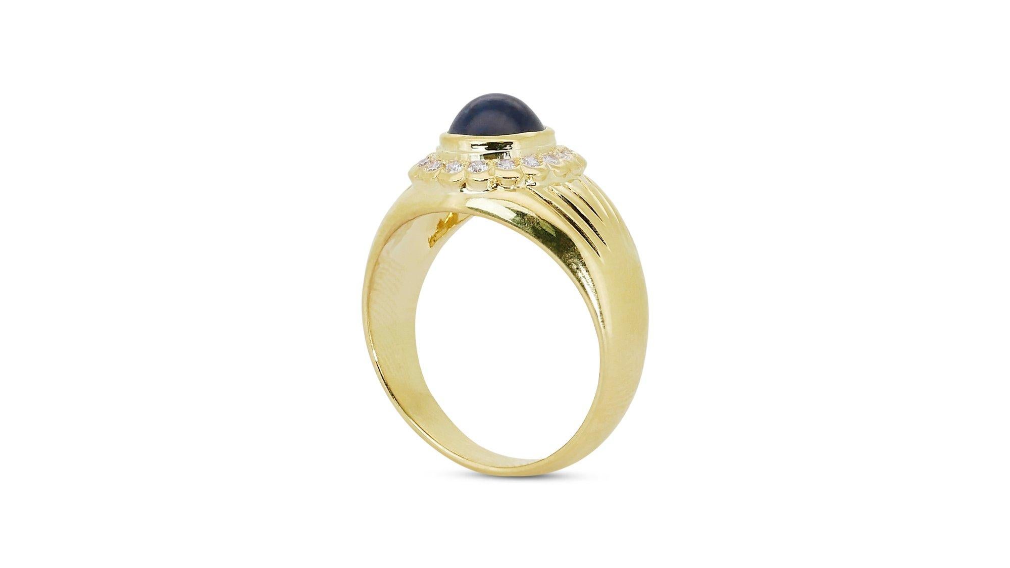 18 kt. Yellow Gold Ring with 2.30 total ct Sapphire & Natural Diamonds IGI Cert For Sale 3