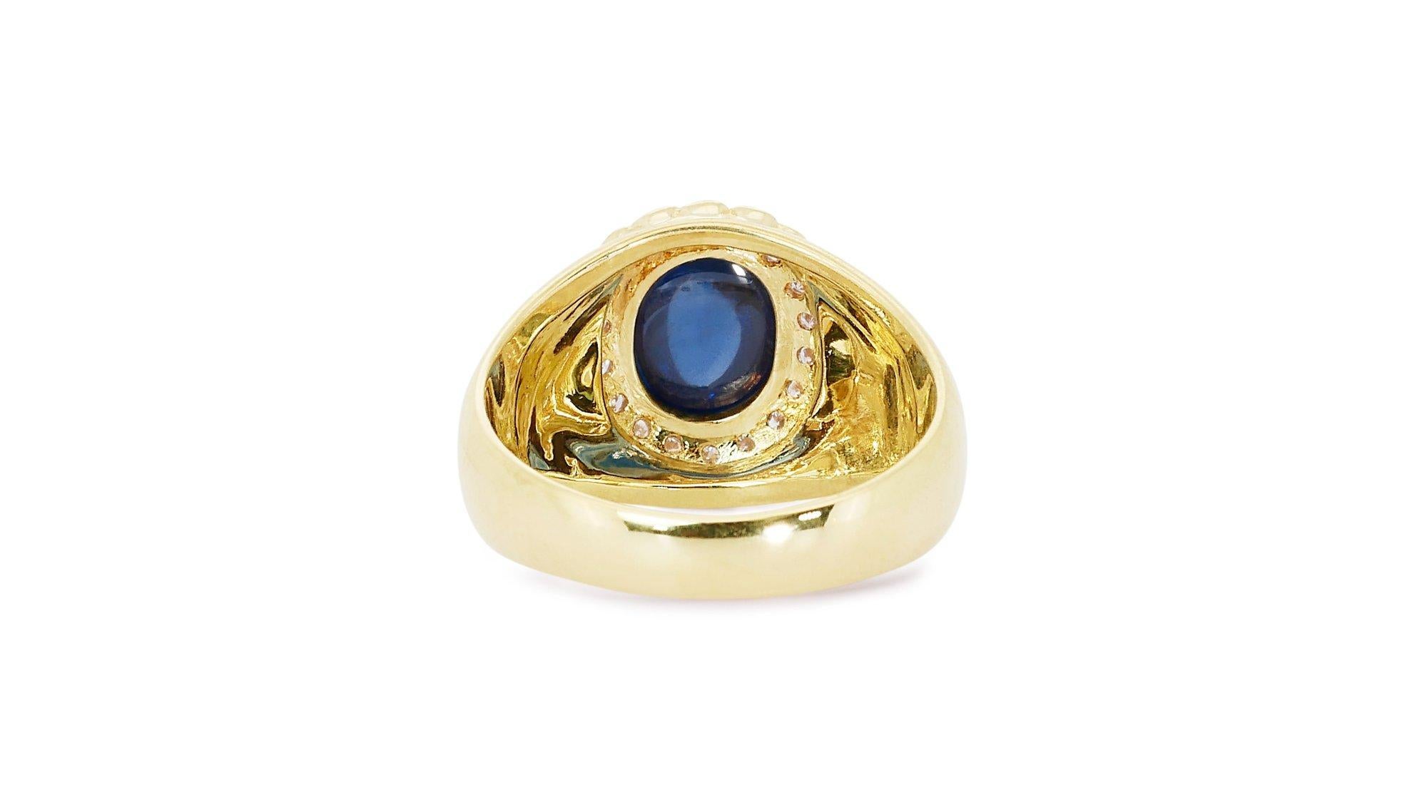18 kt. Yellow Gold Ring with 2.30 total ct Sapphire & Natural Diamonds IGI Cert For Sale 4
