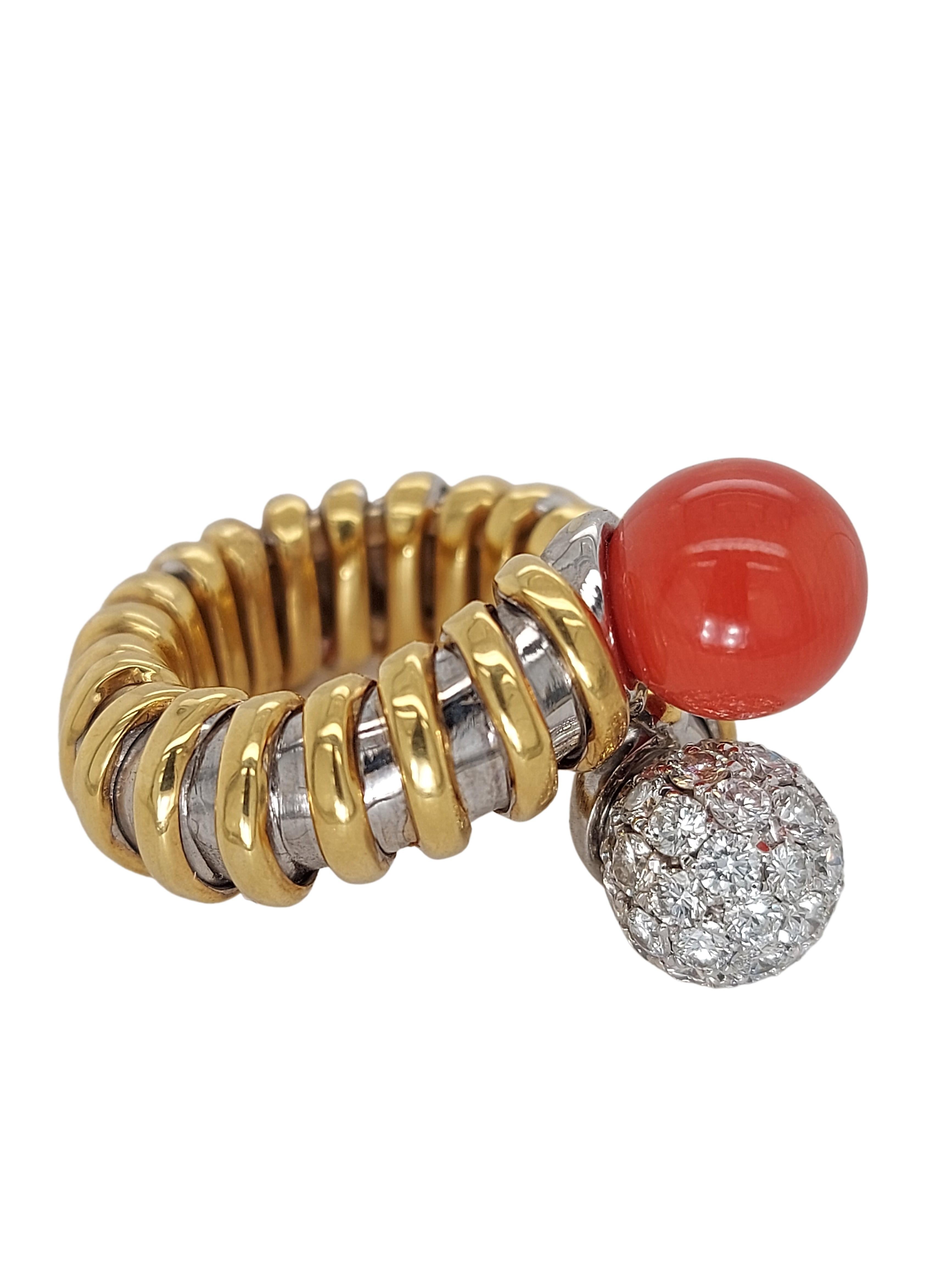 Ensemble de colliers, bracelets, boucles d'oreilles et bagues en or 18 carats avec corail et diamants en vente 11
