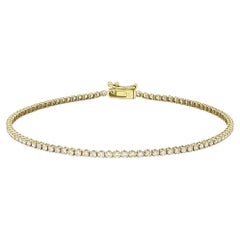18Kt Yellow Gold Single Row 4 Prong Natural Diamond Tennis Bracelet