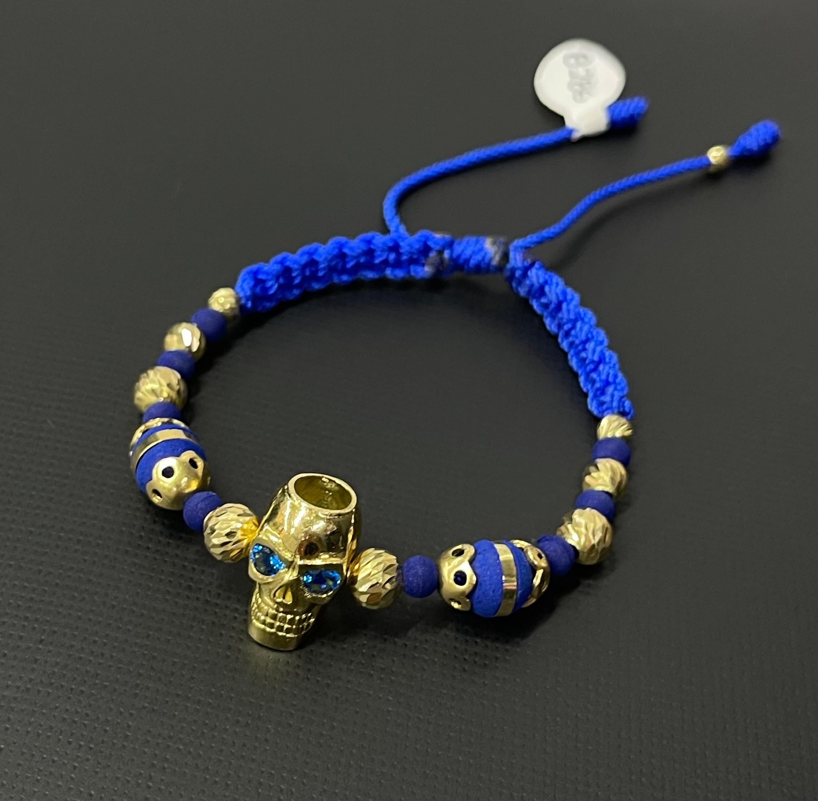 Grezzo Bracciale con teschio in oro giallo 18 Kt in vendita