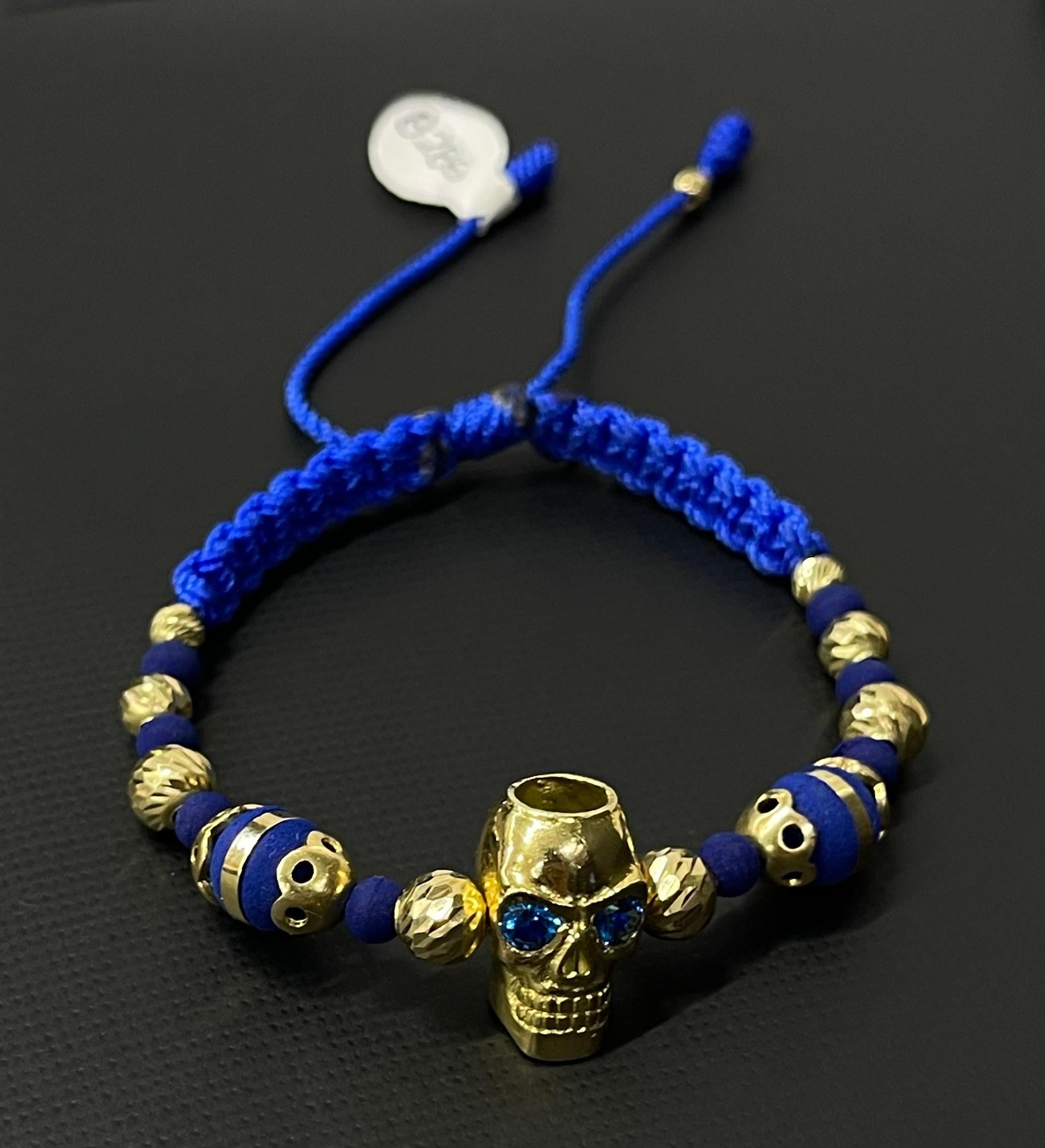 da uomo o donna Bracciale con teschio in oro giallo 18 Kt in vendita
