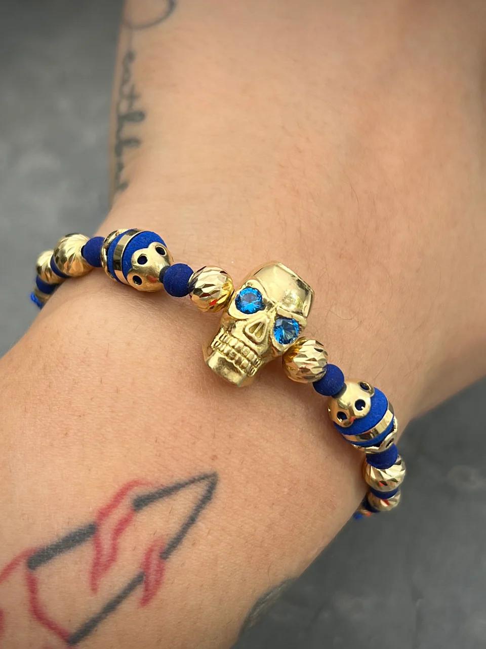 Bracciale con teschio in oro giallo 18 Kt in vendita 2