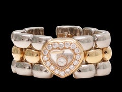 18 kt. Yellow Gold & Steel Chopard Ring with Moving Happy Diamond