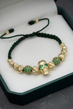 18 Kt Yellow Gold Swarovski Skull Bracelet