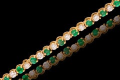 18 kt. Yellow Gold Tennis Bracelet with 1.68 Diamonds and 1.96 ct. Emeralds