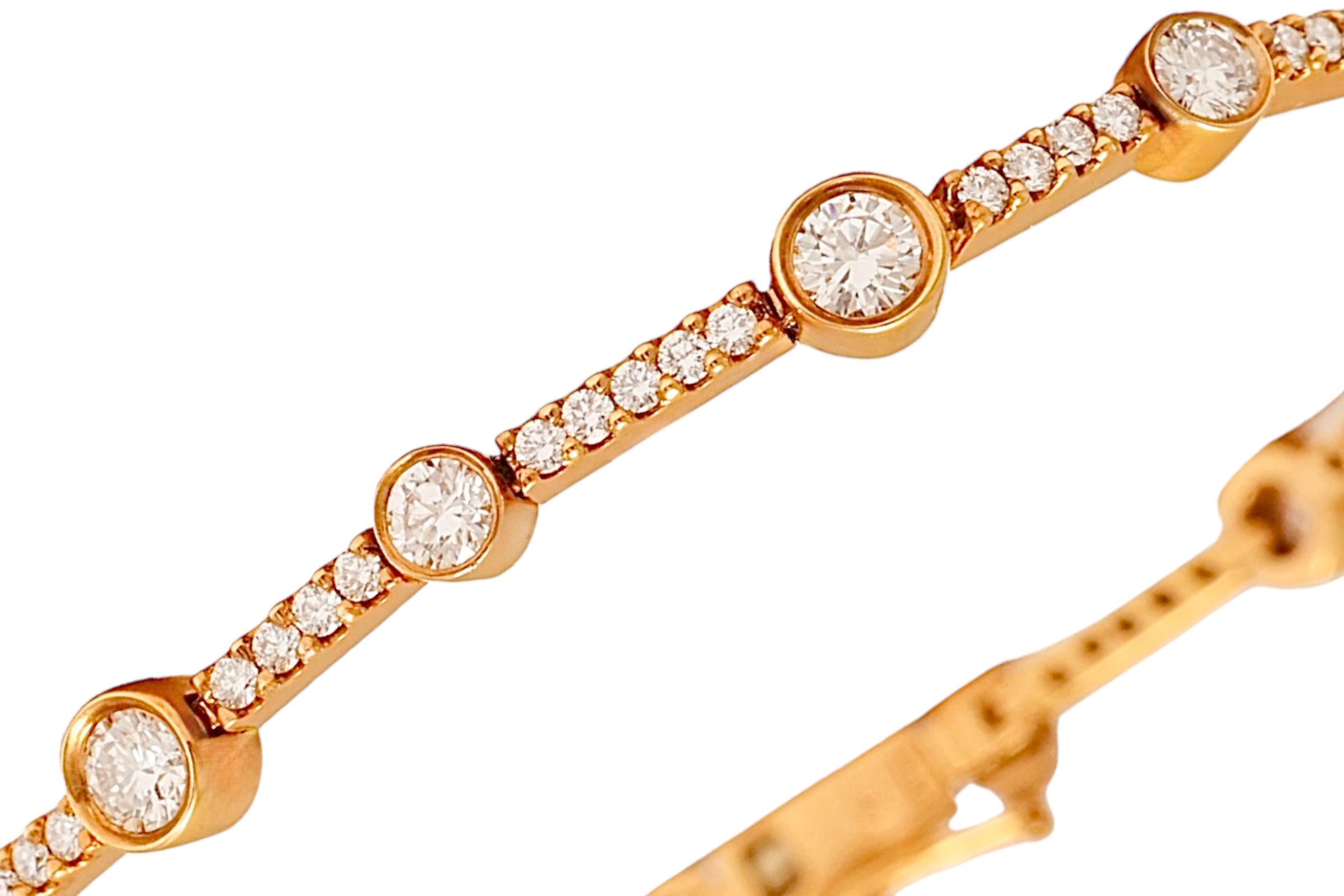 Brilliant Cut 18 kt. Yellow Gold Tennis Bracelet With 3.19 ct. Diamonds For Sale