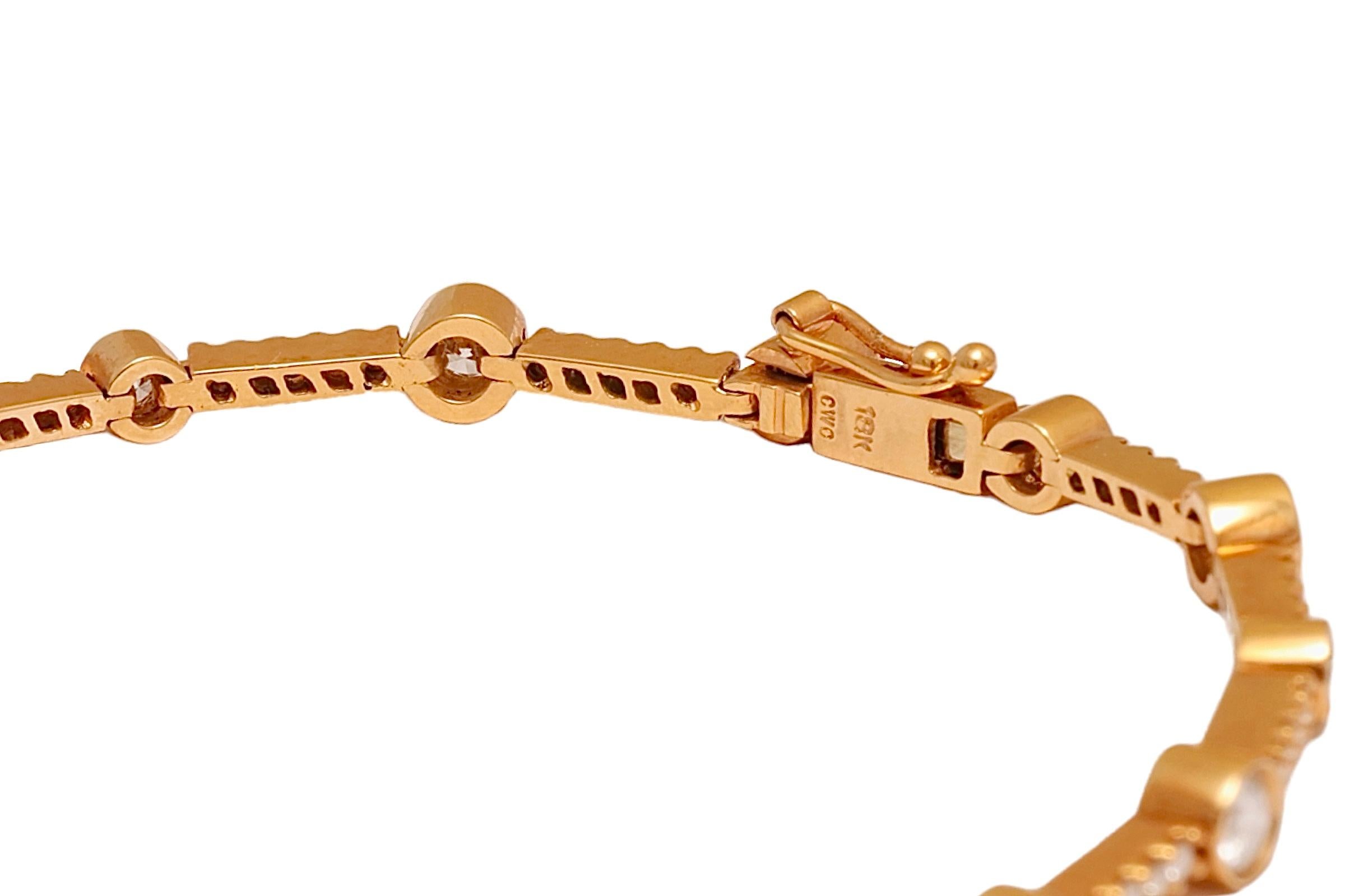 18 kt. Yellow Gold Tennis Bracelet With 3.19 ct. Diamonds For Sale 2