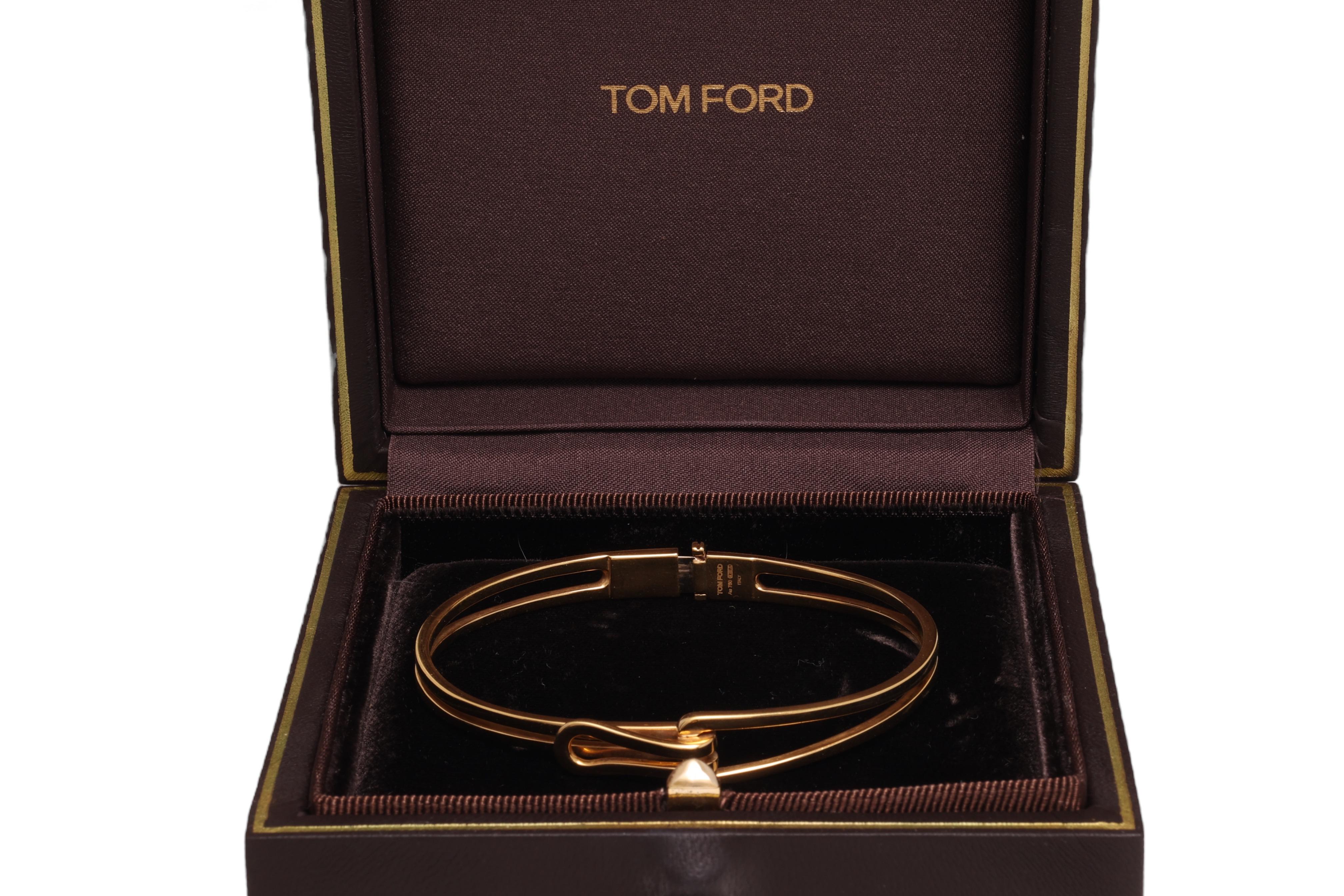 18 kt. Yellow Gold Tom Ford Interlocked Bracelet, cufflinks, Ring Set, With box In Excellent Condition For Sale In Antwerp, BE