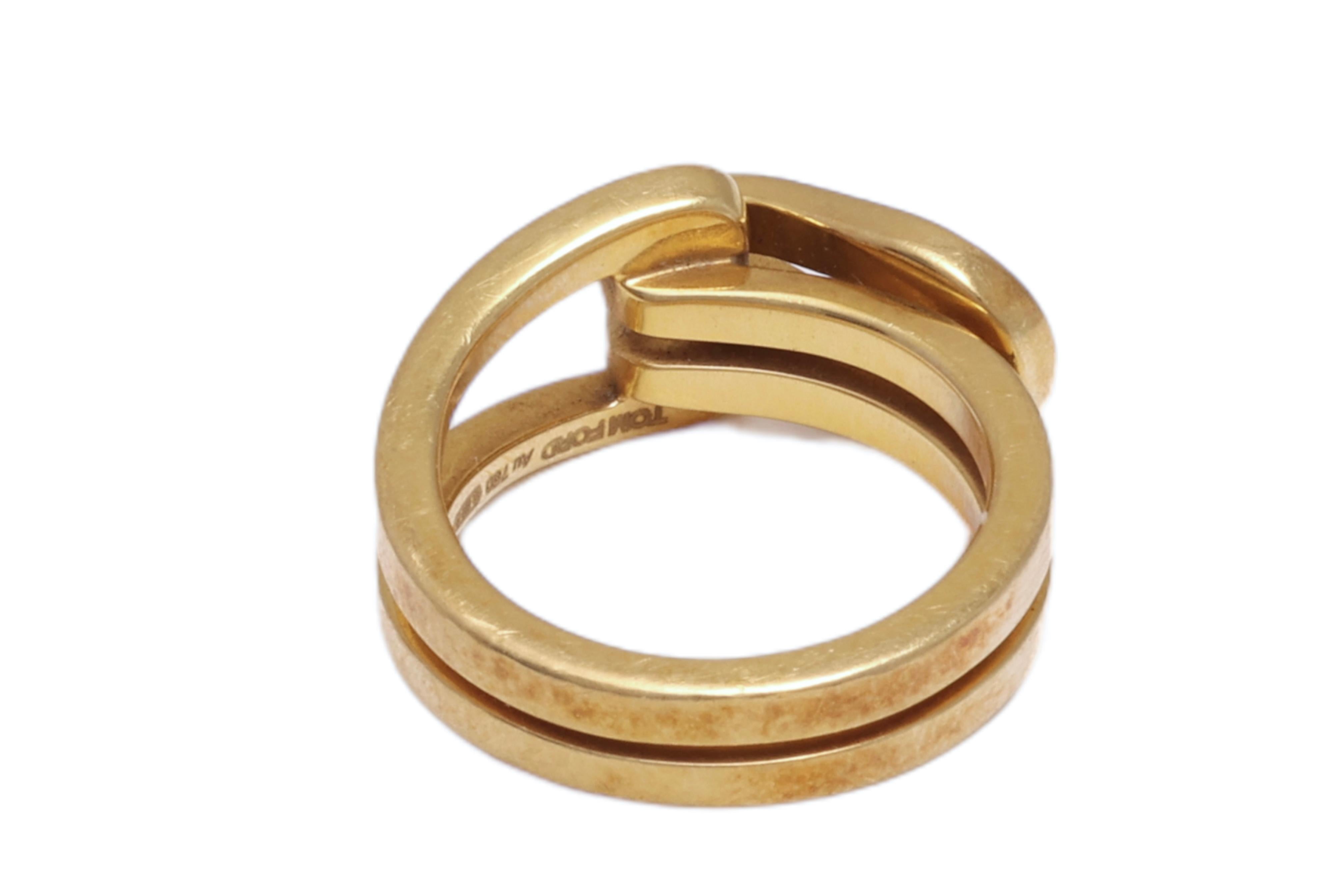 Artisan 18 kt. Yellow Gold Tom Ford Interlocked Ring, with box For Sale