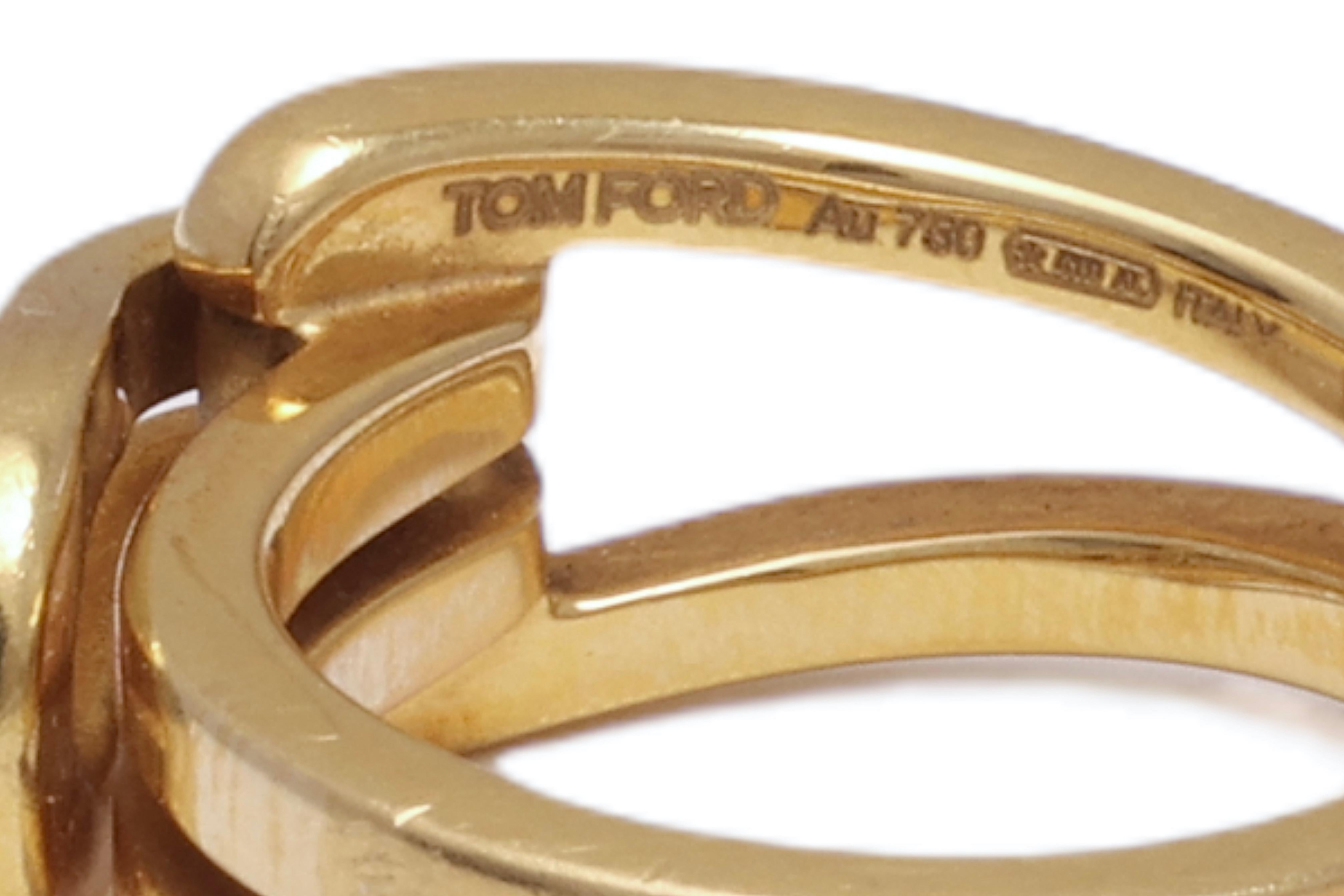 18 kt. Yellow Gold Tom Ford Interlocked Ring, with box In Excellent Condition For Sale In Antwerp, BE