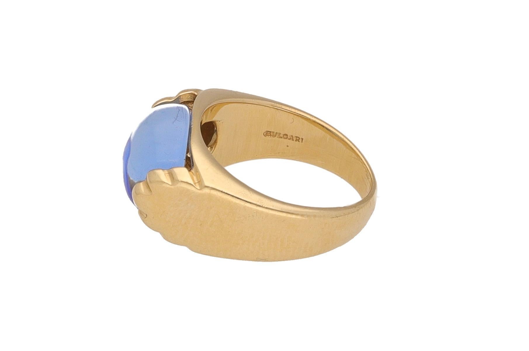 Women's or Men's 18 Karat Yellow Gold Tourmaline Bulgari Tronchetto Ring