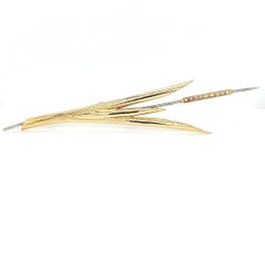 18kt Yellow Gold Wheat Brooch with Diamonds