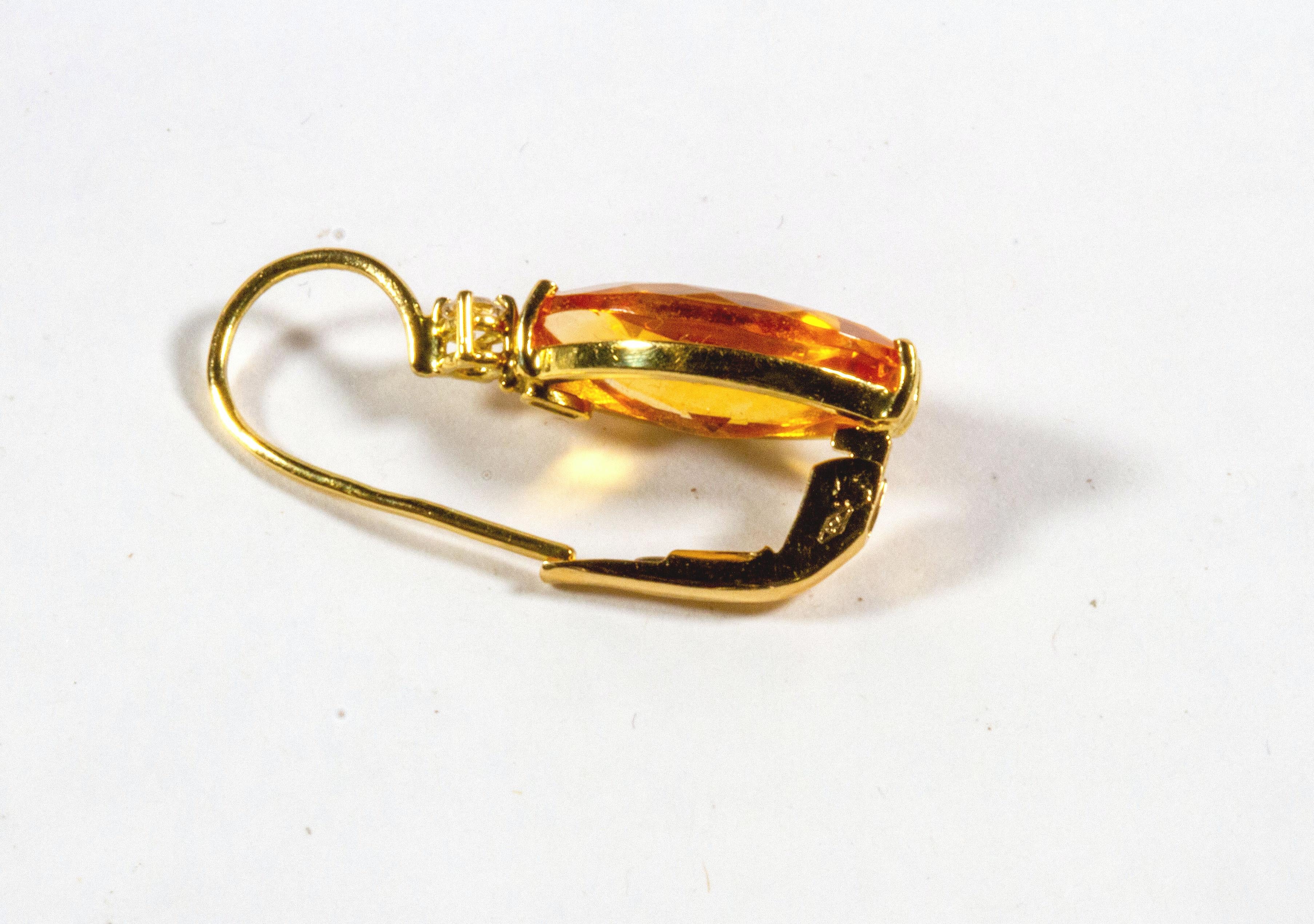 Women's 18 Karat Yellow Gold Yellow Citrine and Diamond Earrings For Sale