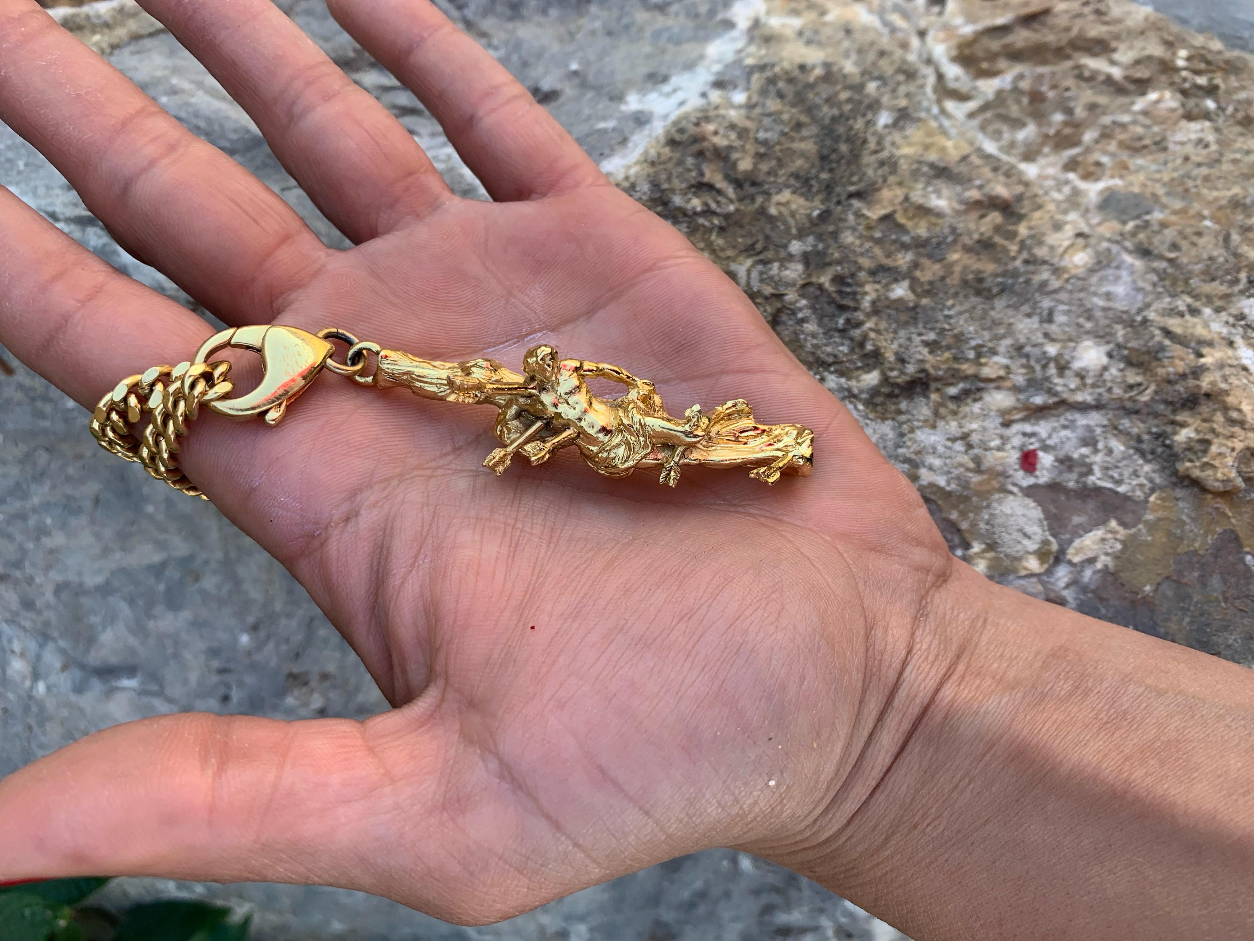 14Kt  gold Pendant Sculpture of St. Sebastian For Sale 1