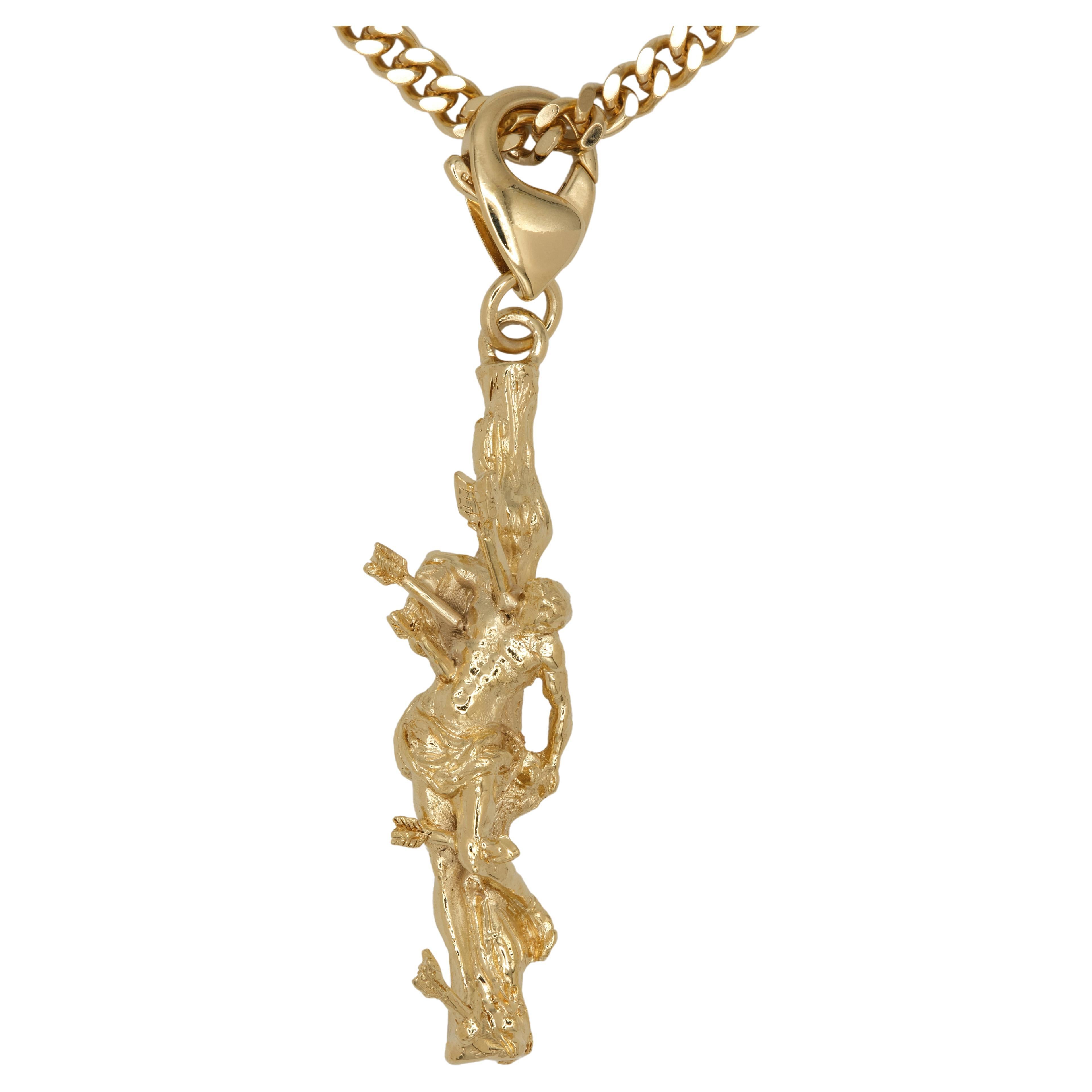 14Kt  gold Pendant Sculpture of St. Sebastian For Sale