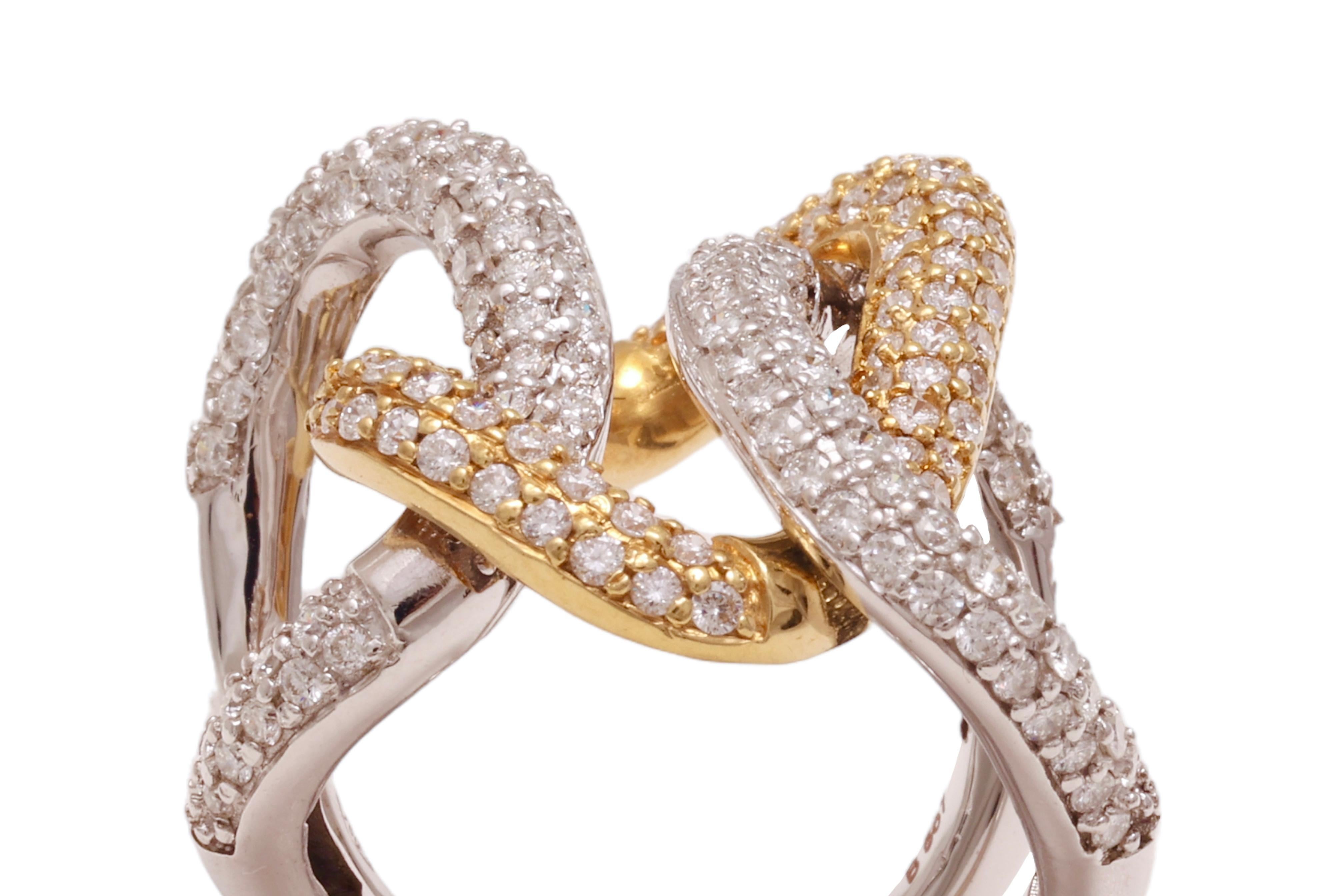 18 kt. Bague en or jaune et blanc de 4,67 carats Diamants Unisexe en vente