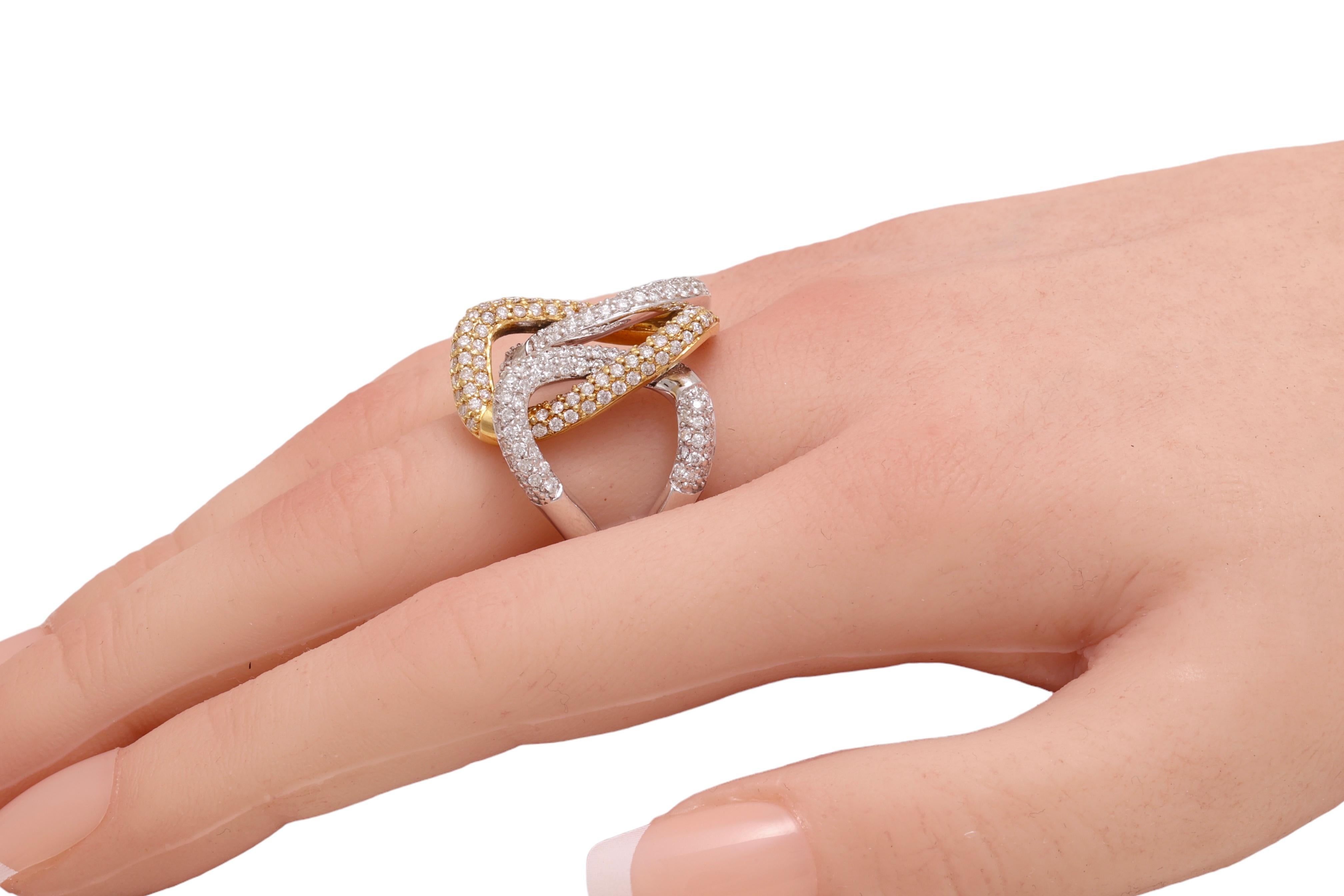 18 kt. Bague en or jaune et blanc de 4,67 carats Diamants en vente 2