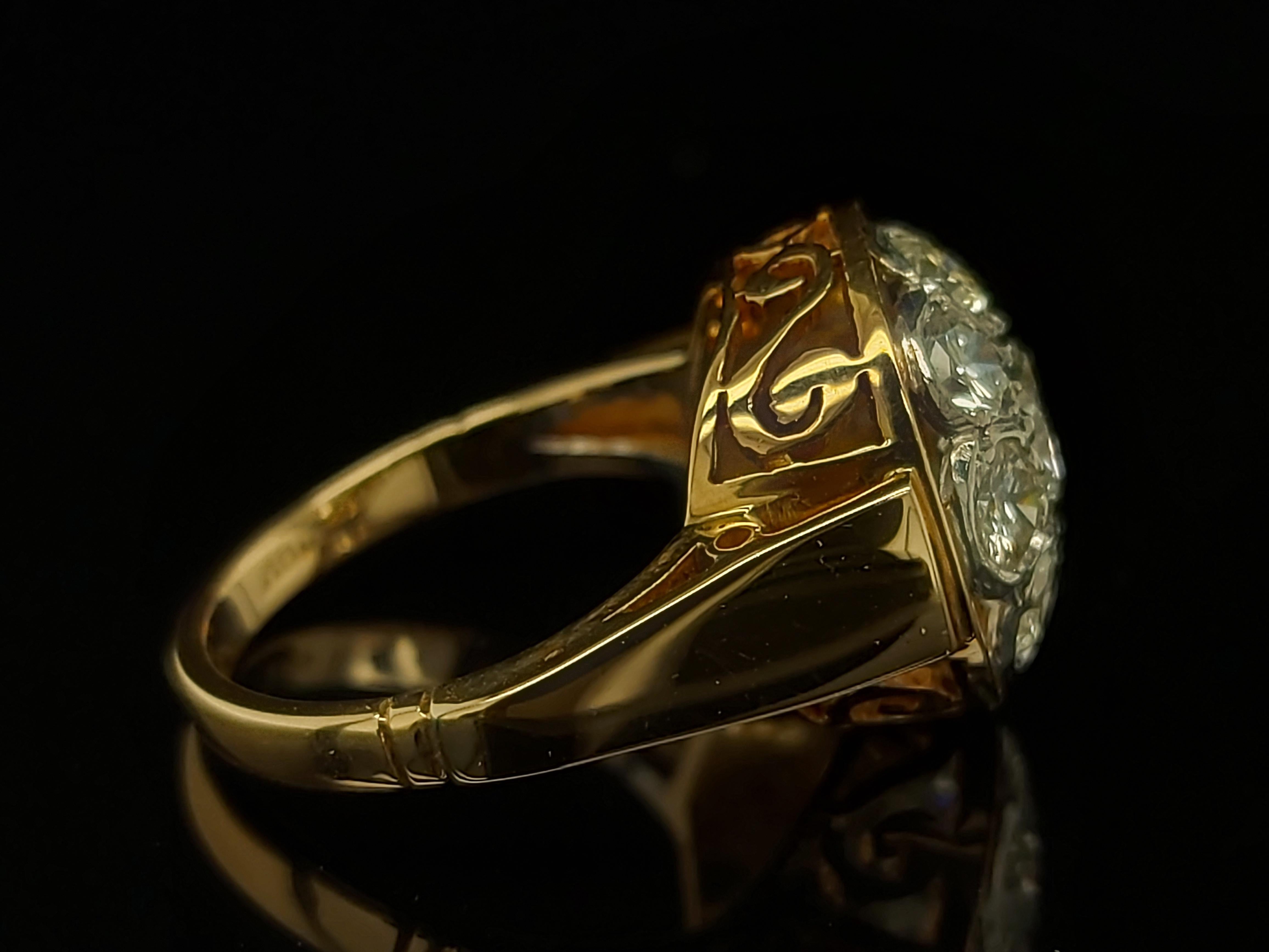 18 Karat Gelb-/Weißgold Vintage Ring mit 2,35 Karat Diamanten im Brillantschliff im Angebot 11