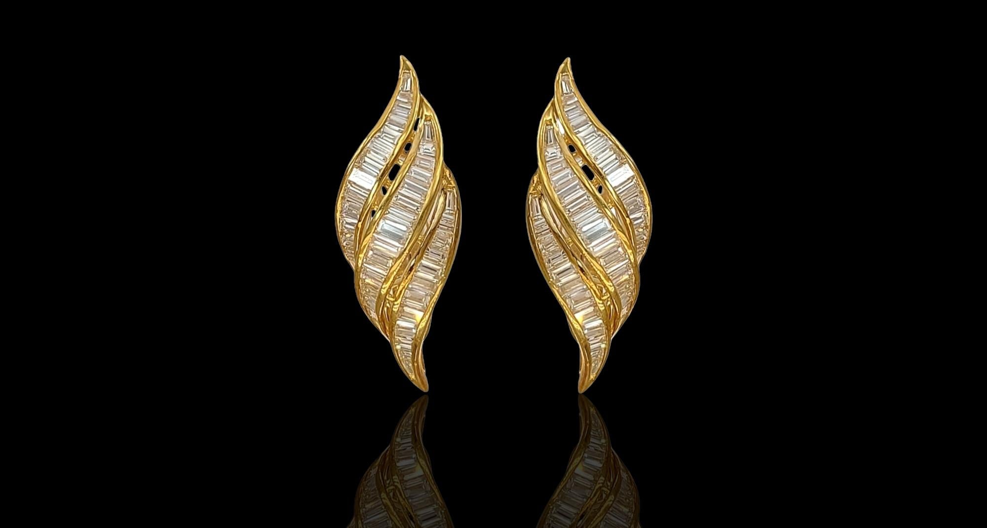 18ktYellow Gold Earrings, Diamonds&Yellow Sapphire Invisible Estate Sultan Oman For Sale 3