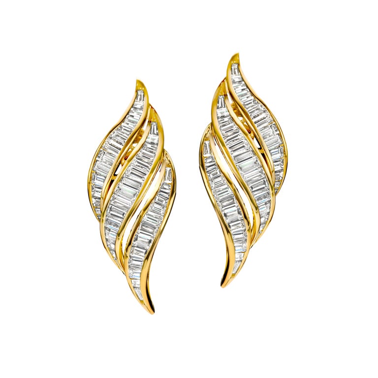 18ktYellow Gold Earrings, Diamonds&Yellow Sapphire Invisible Estate