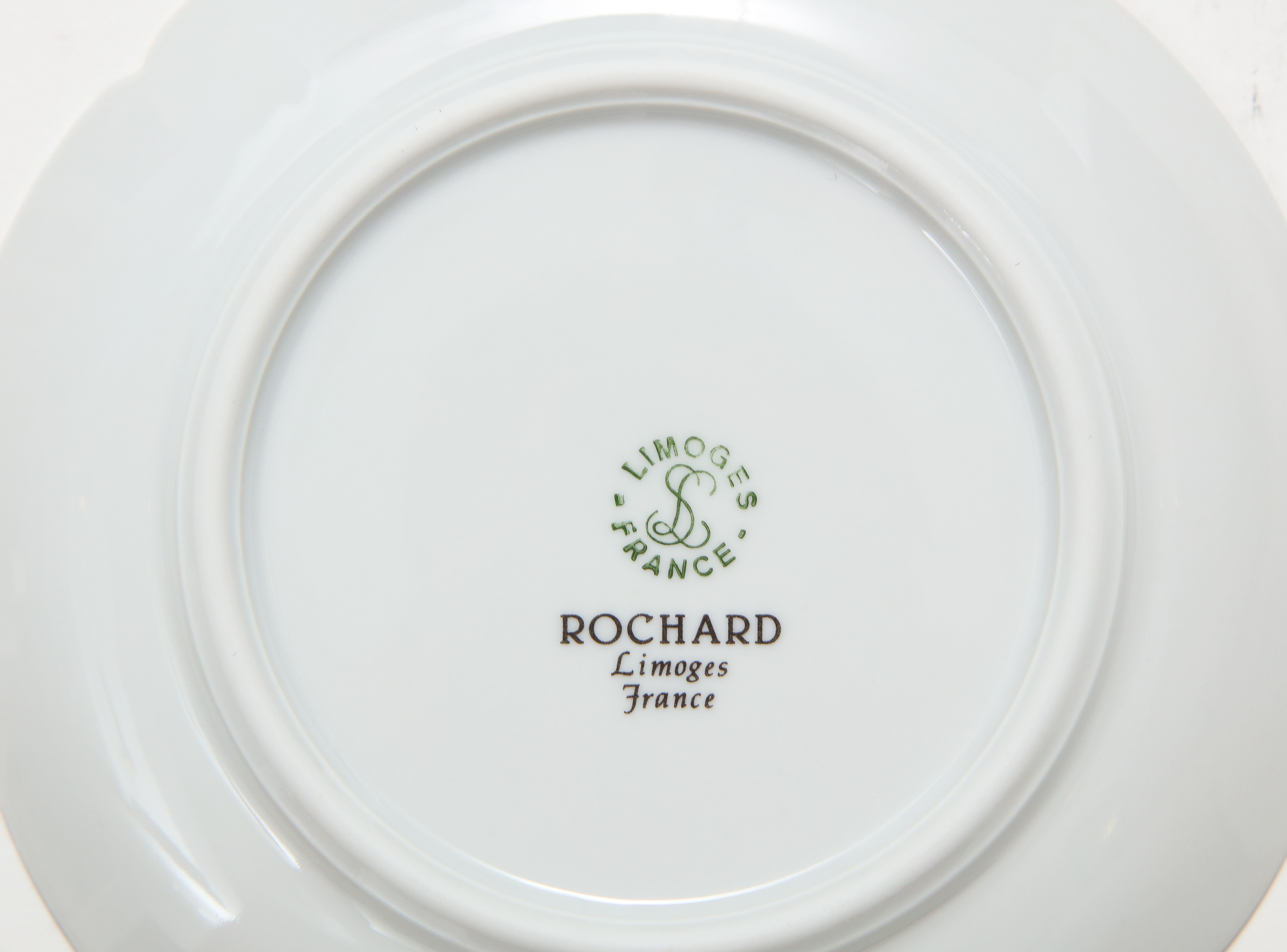 French 18 Limoges Porcelain Hors d'oeuvre Plates, Rochard For Sale