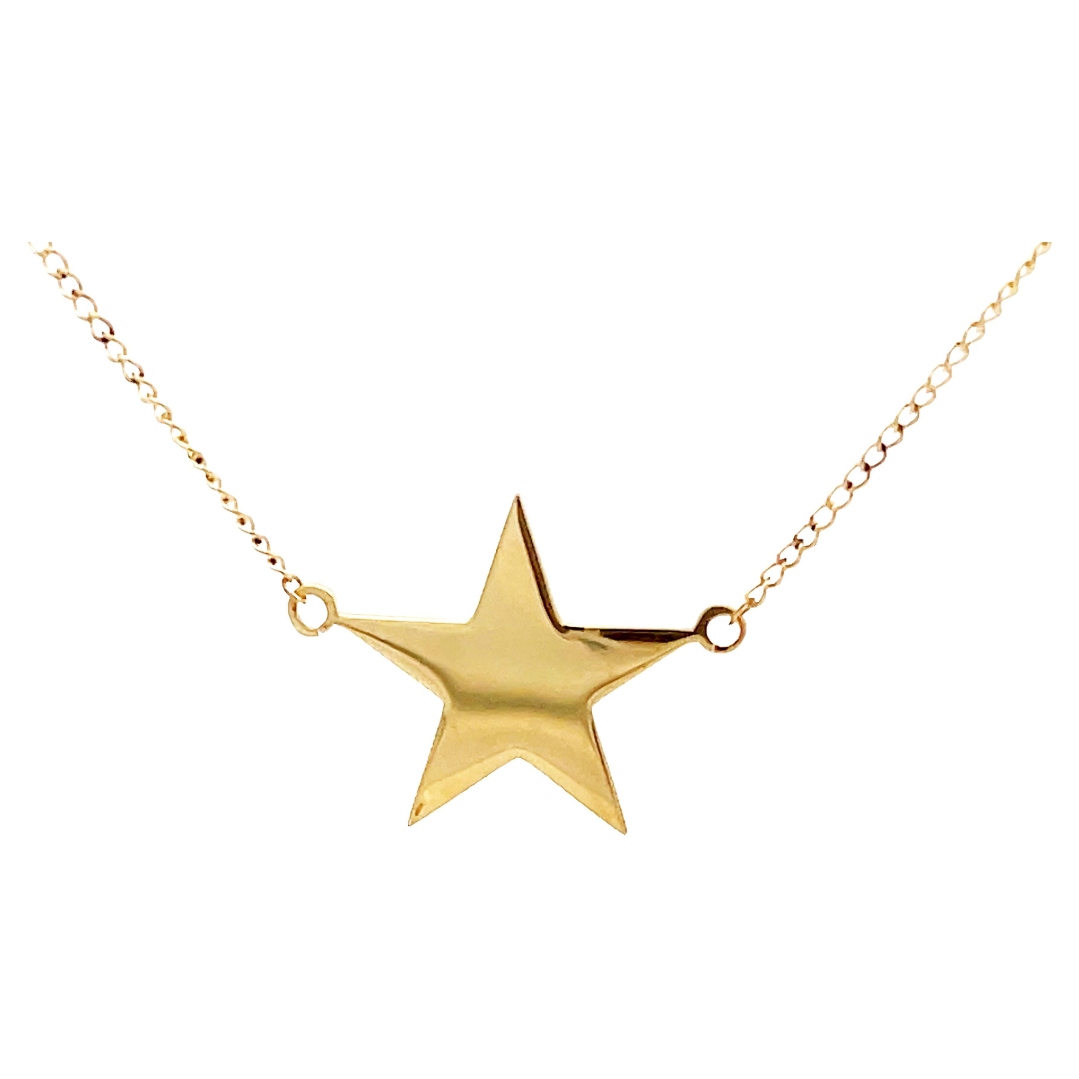 Star-Halskette aus 14 Karat Gelbgold im Angebot