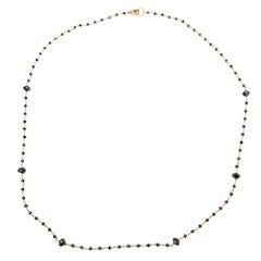 Vintage 18" Natural Black Diamond (8.00 Carat) Necklace in 14 Karat Yellow Gold