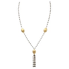 Collana con nappe di diamanti neri naturali (7,49 carati) da 18 pollici in oro giallo 14K