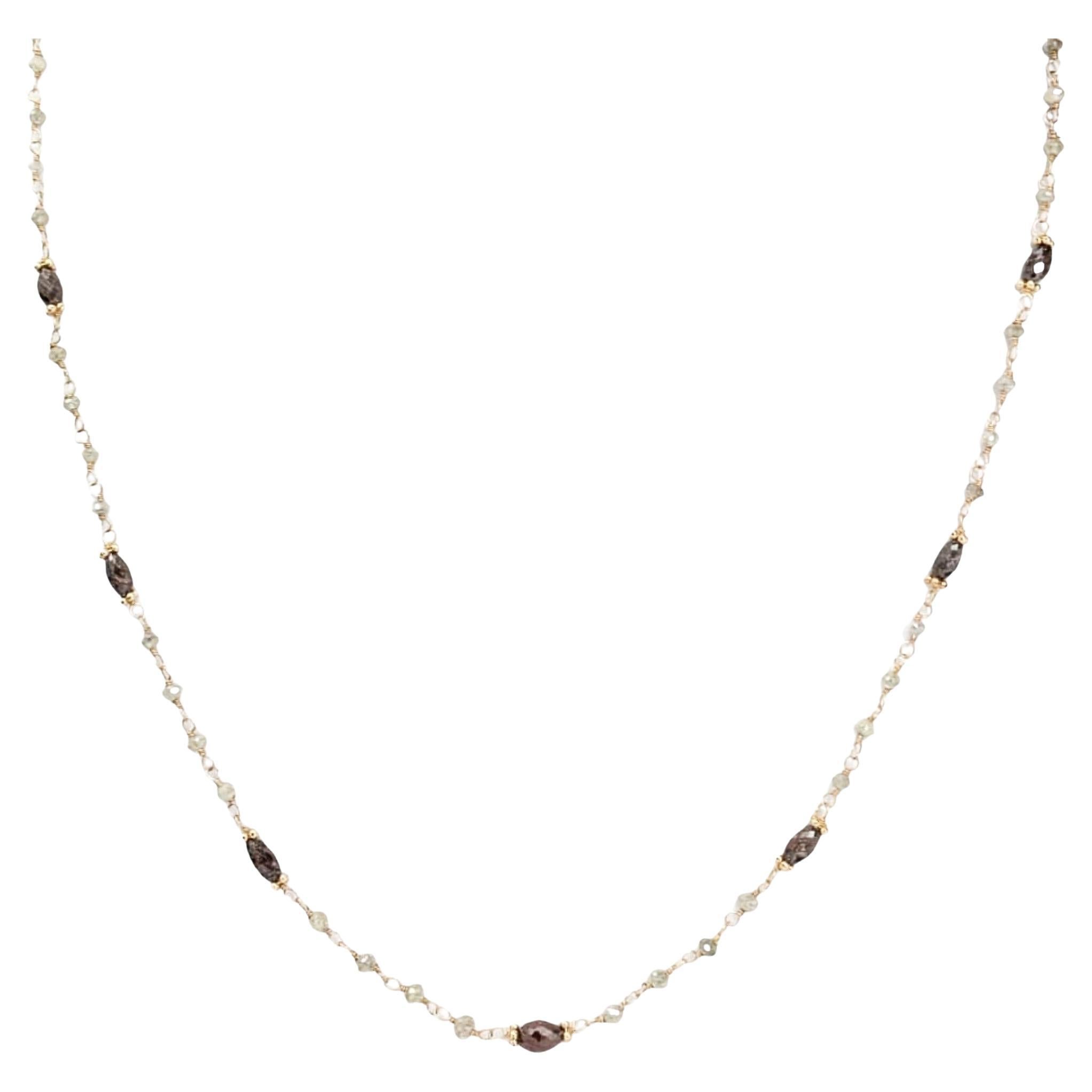 18" Natural Brown and Grey Diamond (7.00 Carat) Necklace in 14 Karat Yellow Gold